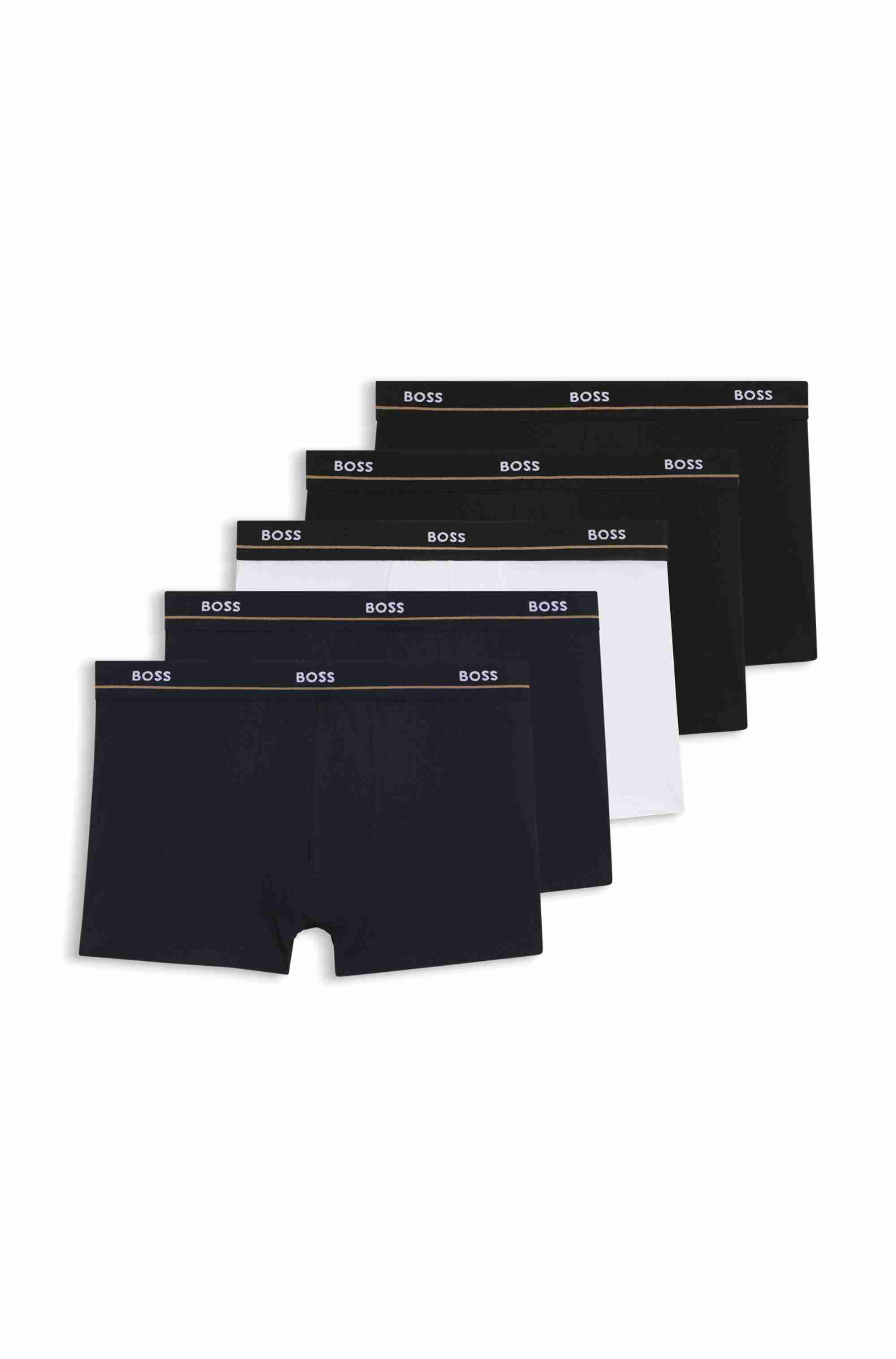 Five-pack of stretch-cotton trunks with logo waistbands