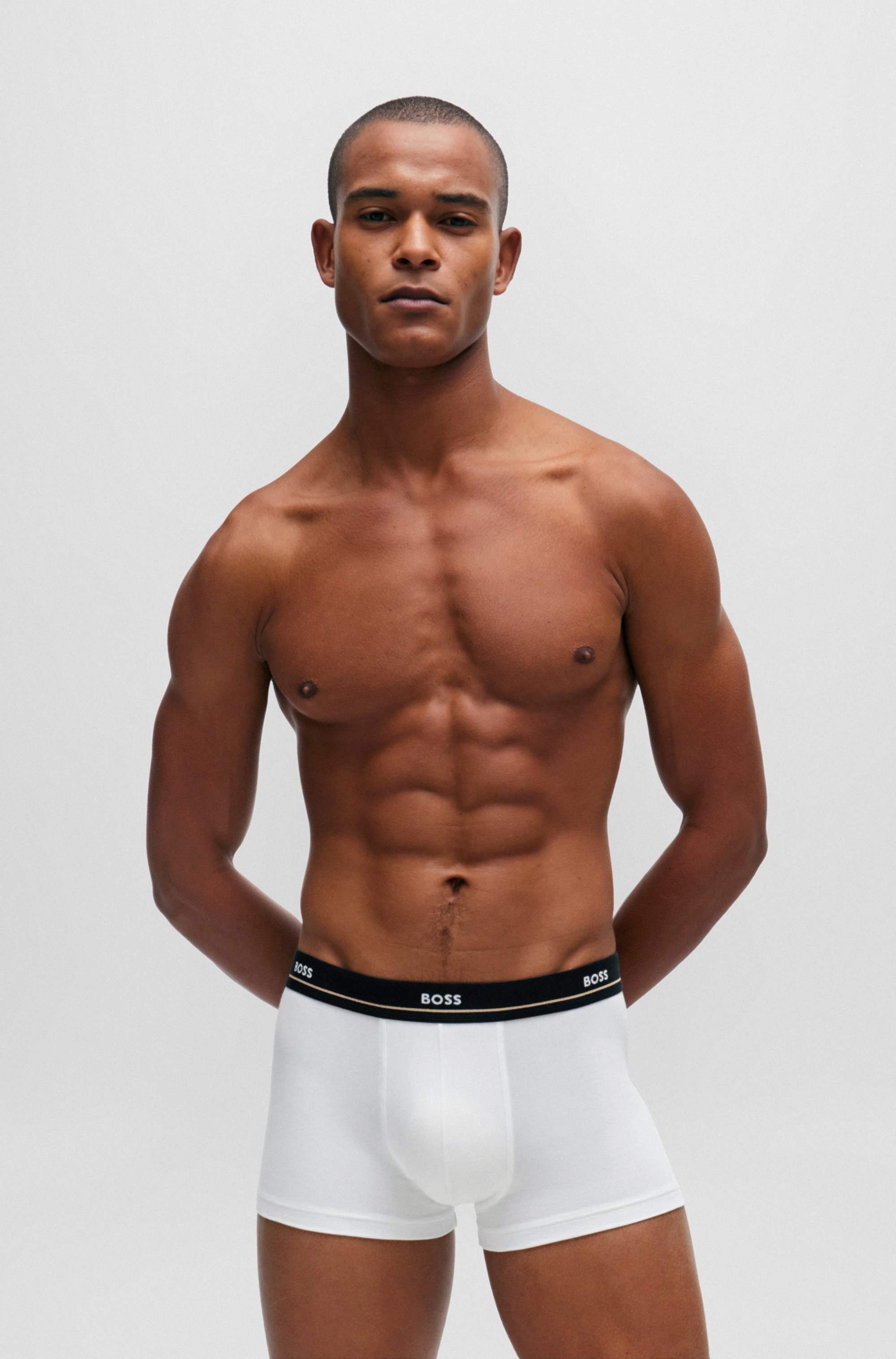 Five-pack of stretch-cotton trunks with logo waistbands