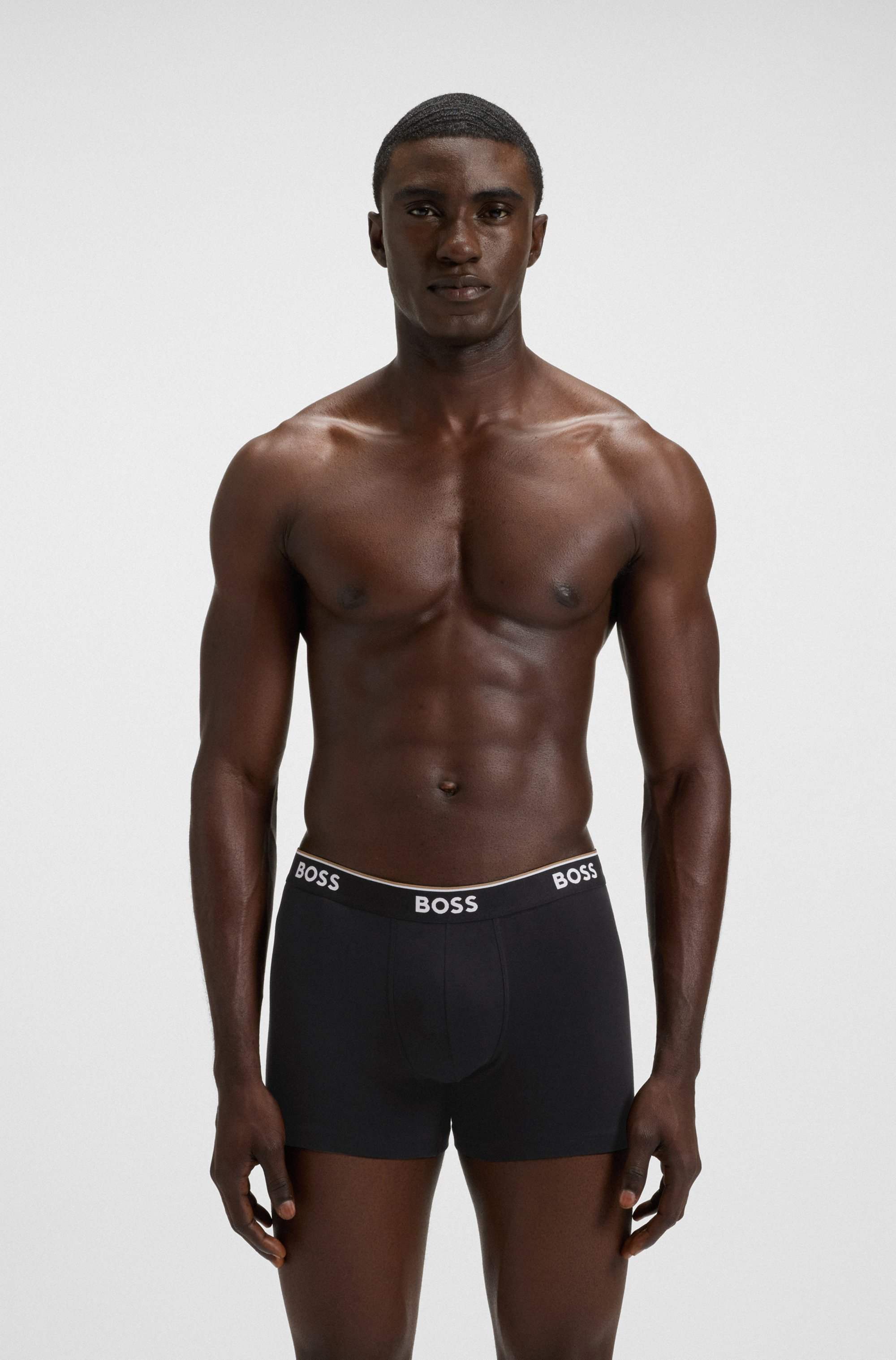 Three-pack of stretch-cotton boxer briefs with logos