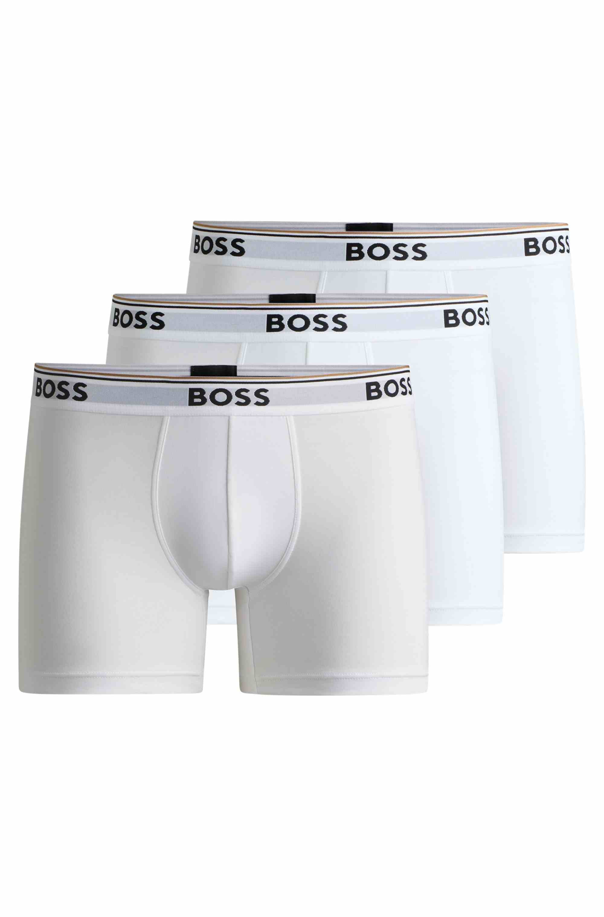 Three-pack of stretch-cotton boxer briefs with logos