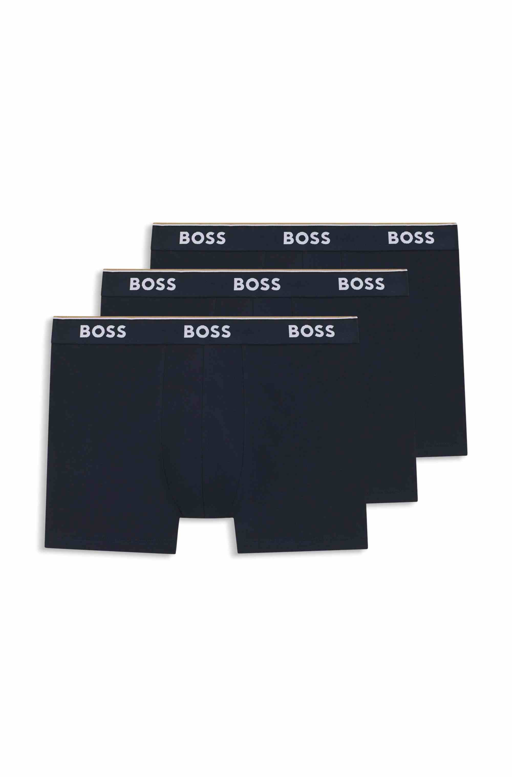 Three-pack of stretch-cotton boxer briefs with logos