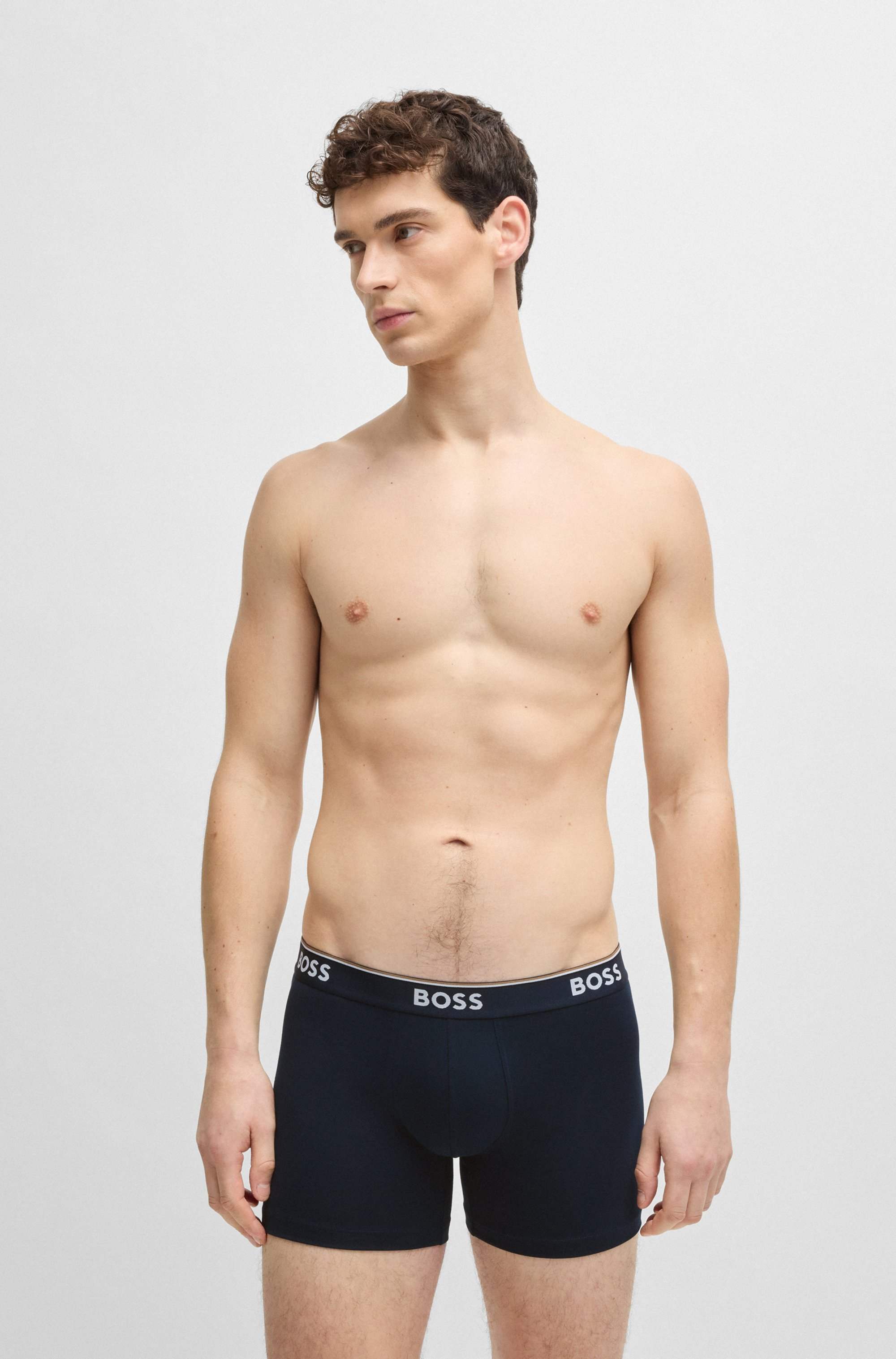 Three-pack of stretch-cotton boxer briefs with logos