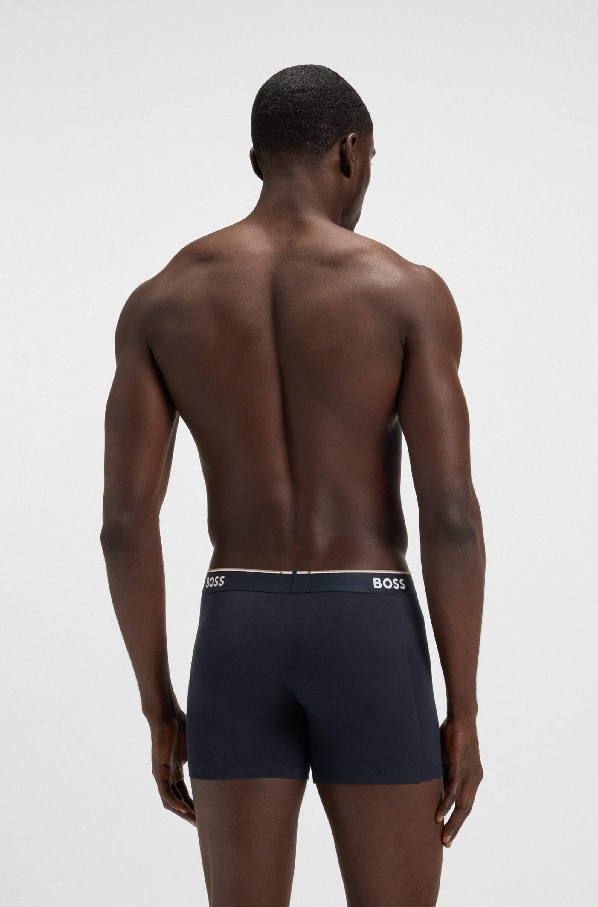 Three-pack of stretch-cotton boxer briefs with logos