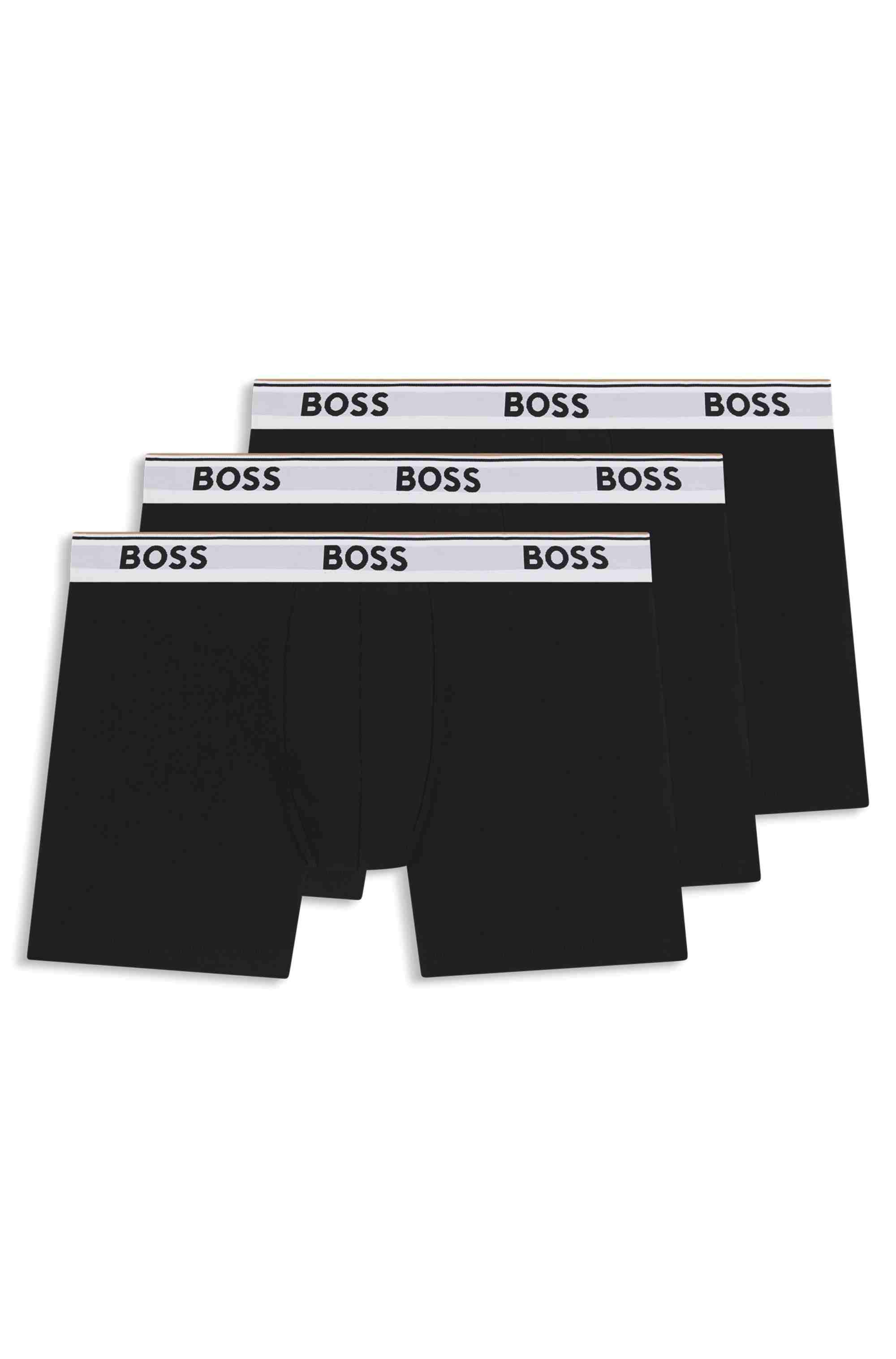 Three-pack of stretch-cotton boxer briefs with logos