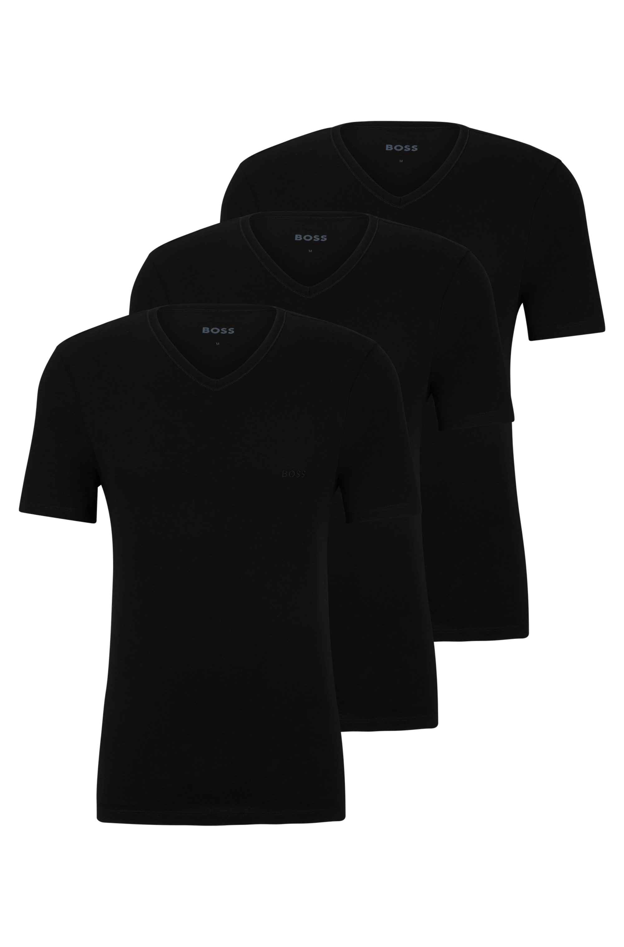 Three-pack of V-neck T-shirts in cotton jersey