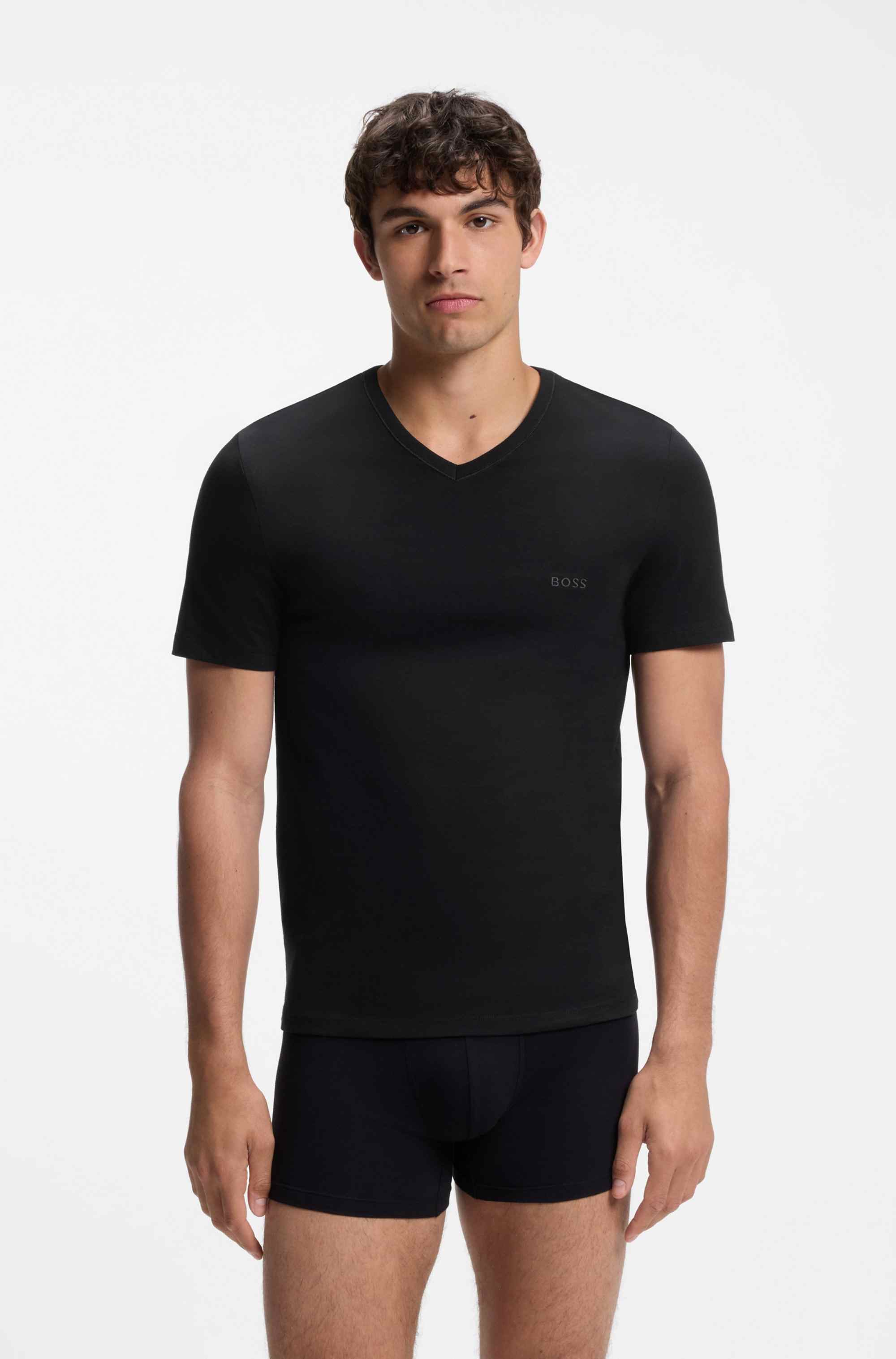Three-pack of V-neck underwear T-shirts in cotton