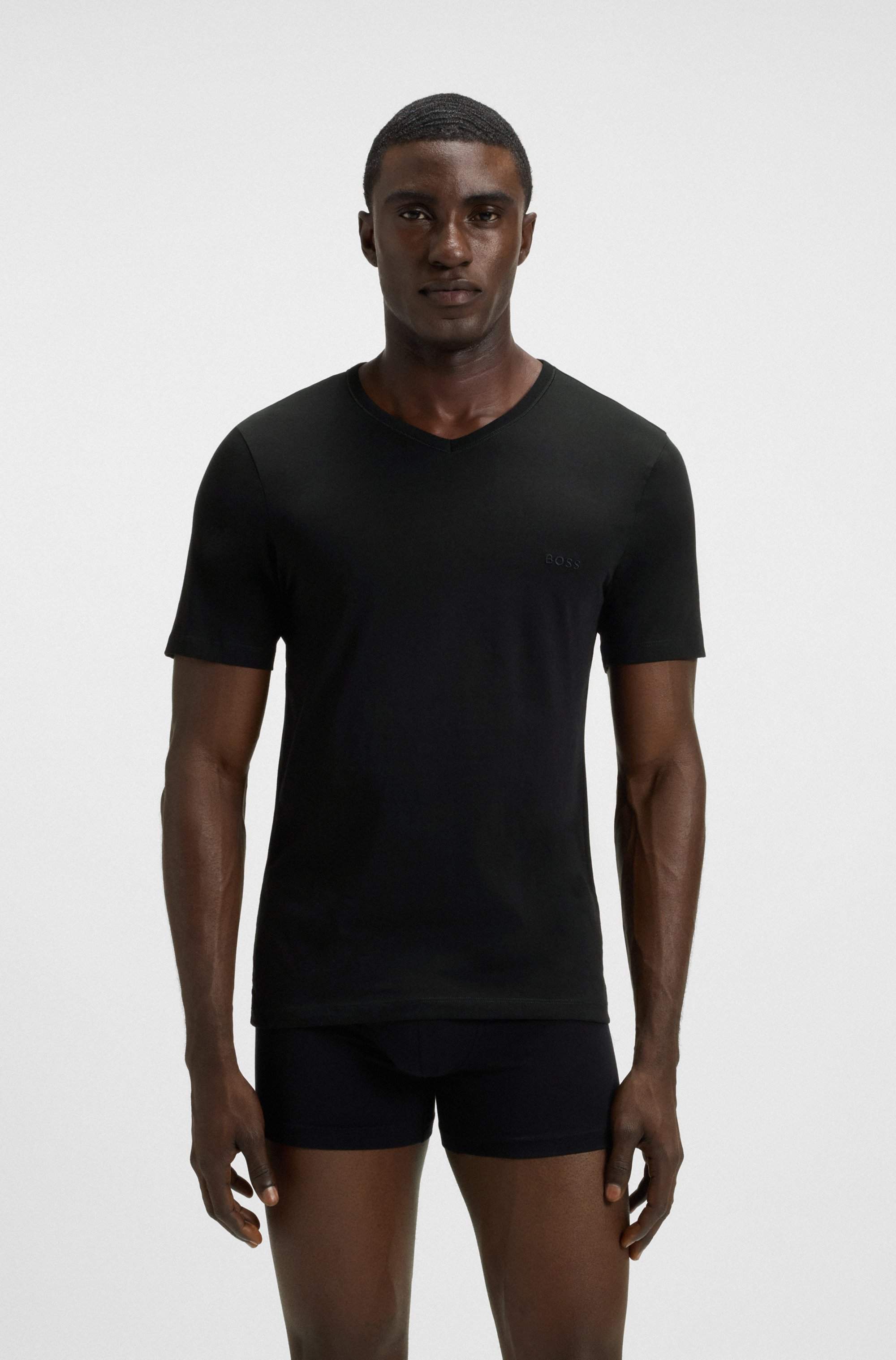 Three-pack of V-neck T-shirts in cotton jersey