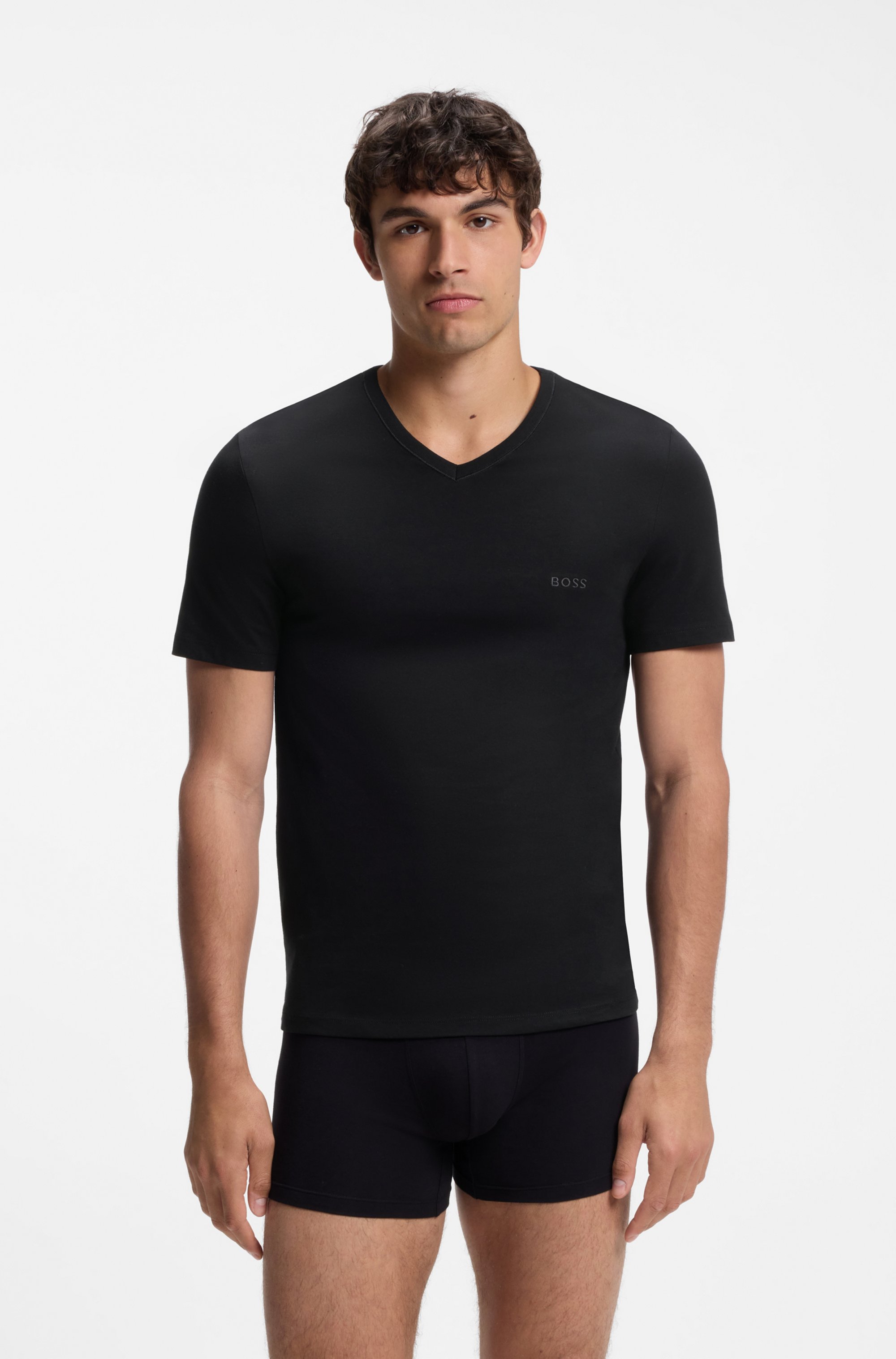 Three-pack of V-neck underwear T-shirts in cotton