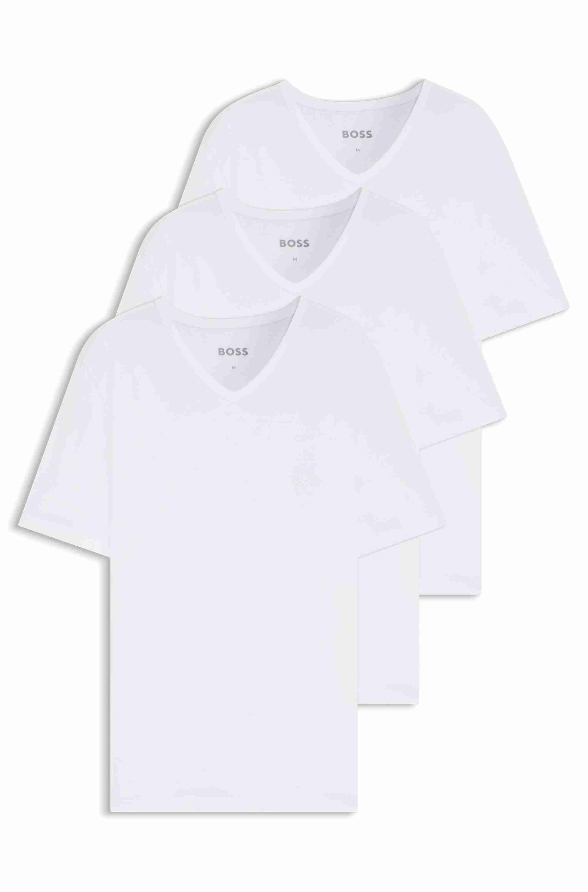 Three-pack of V-neck T-shirts in cotton jersey