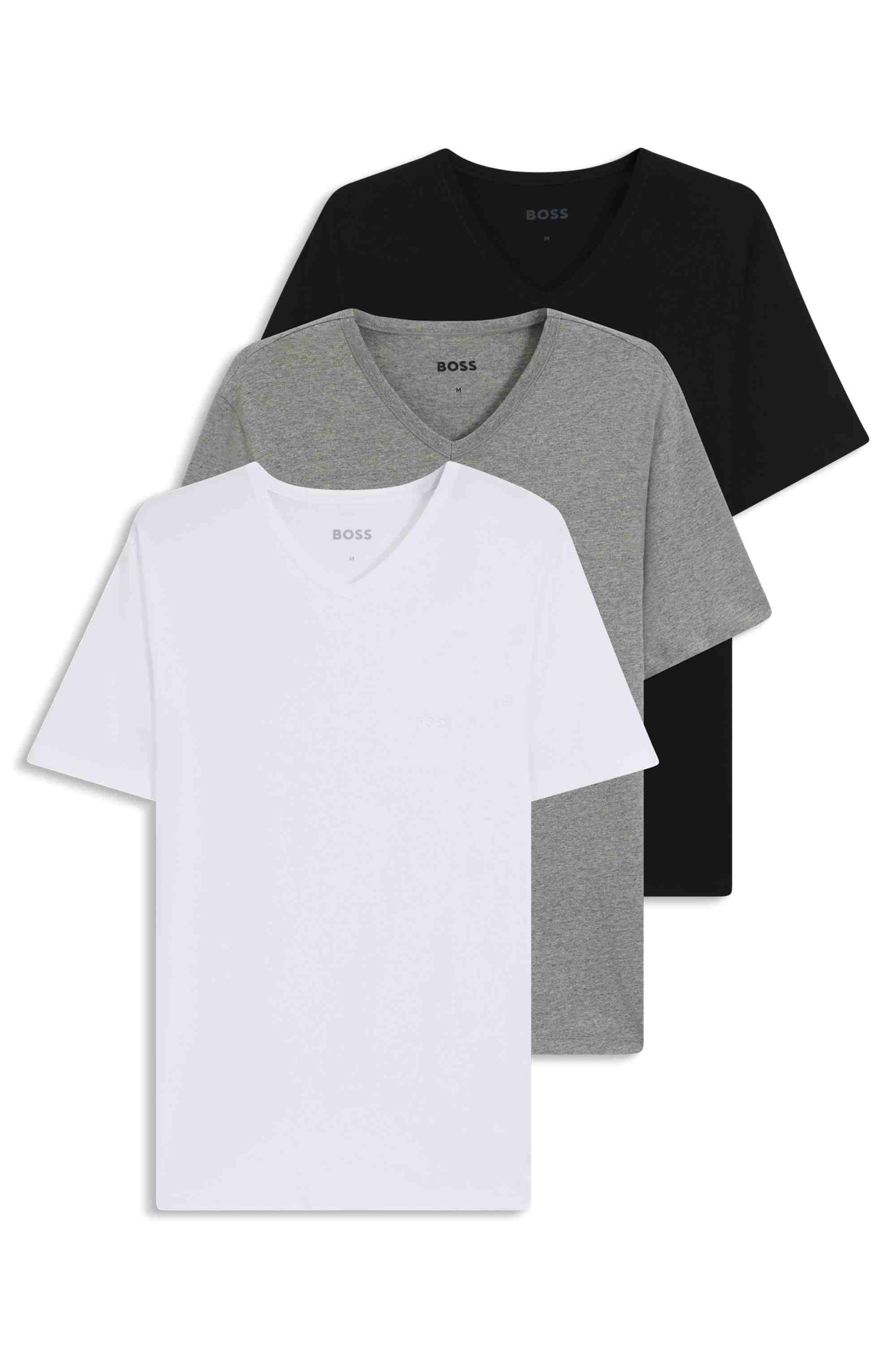 Three-pack of V-neck T-shirts in cotton jersey
