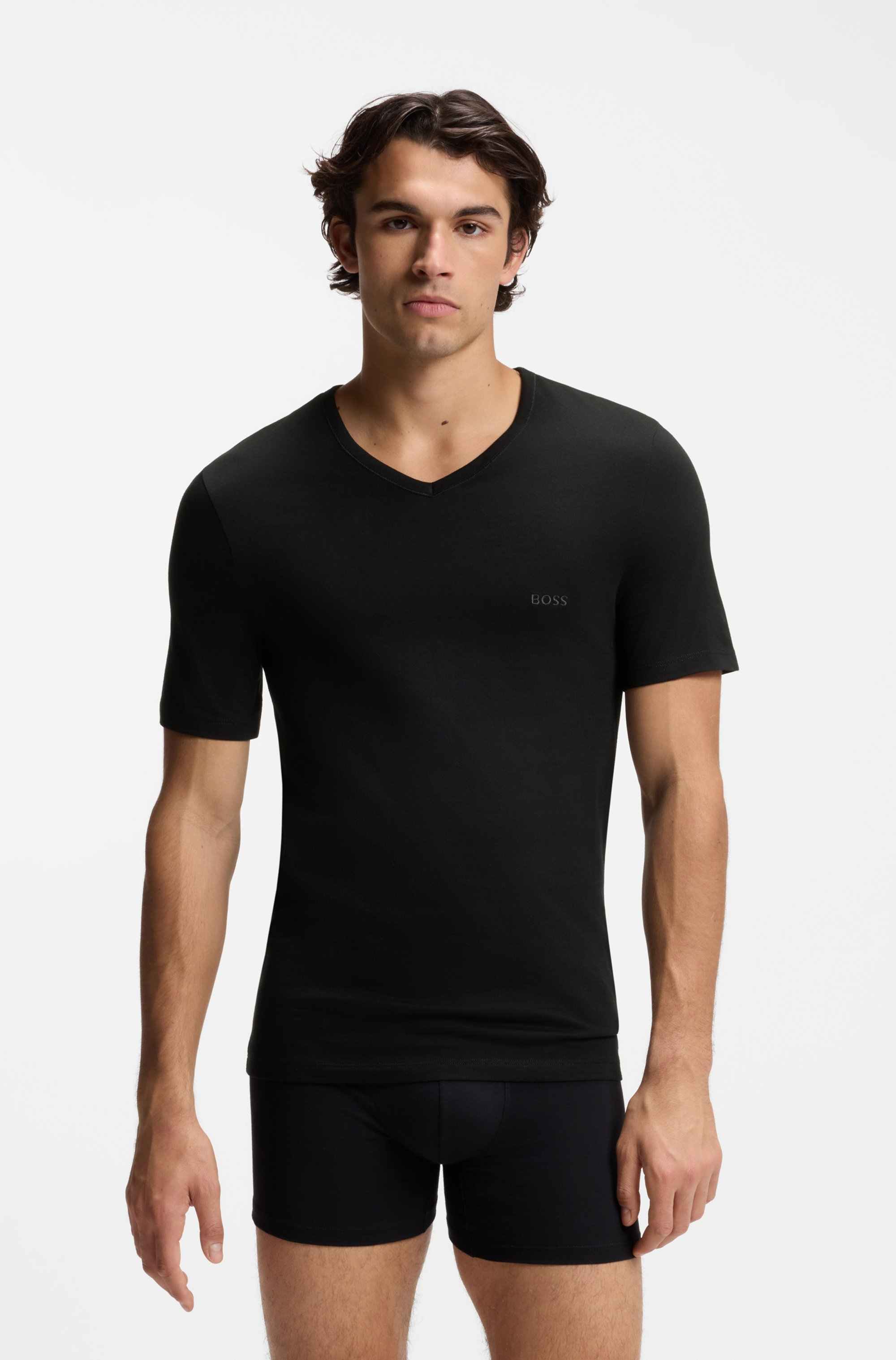 Three-pack of V-neck underwear T-shirts in cotton