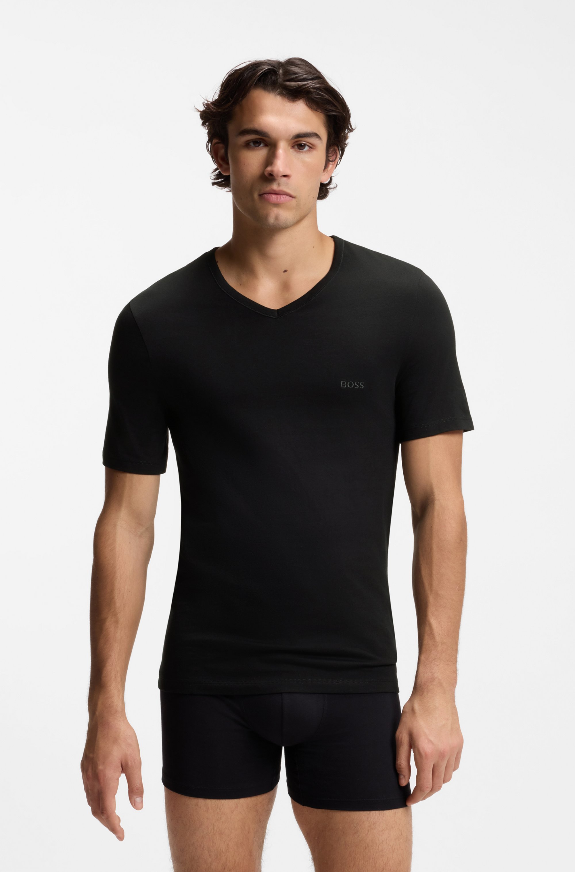 Three-pack of V-neck underwear T-shirts in cotton