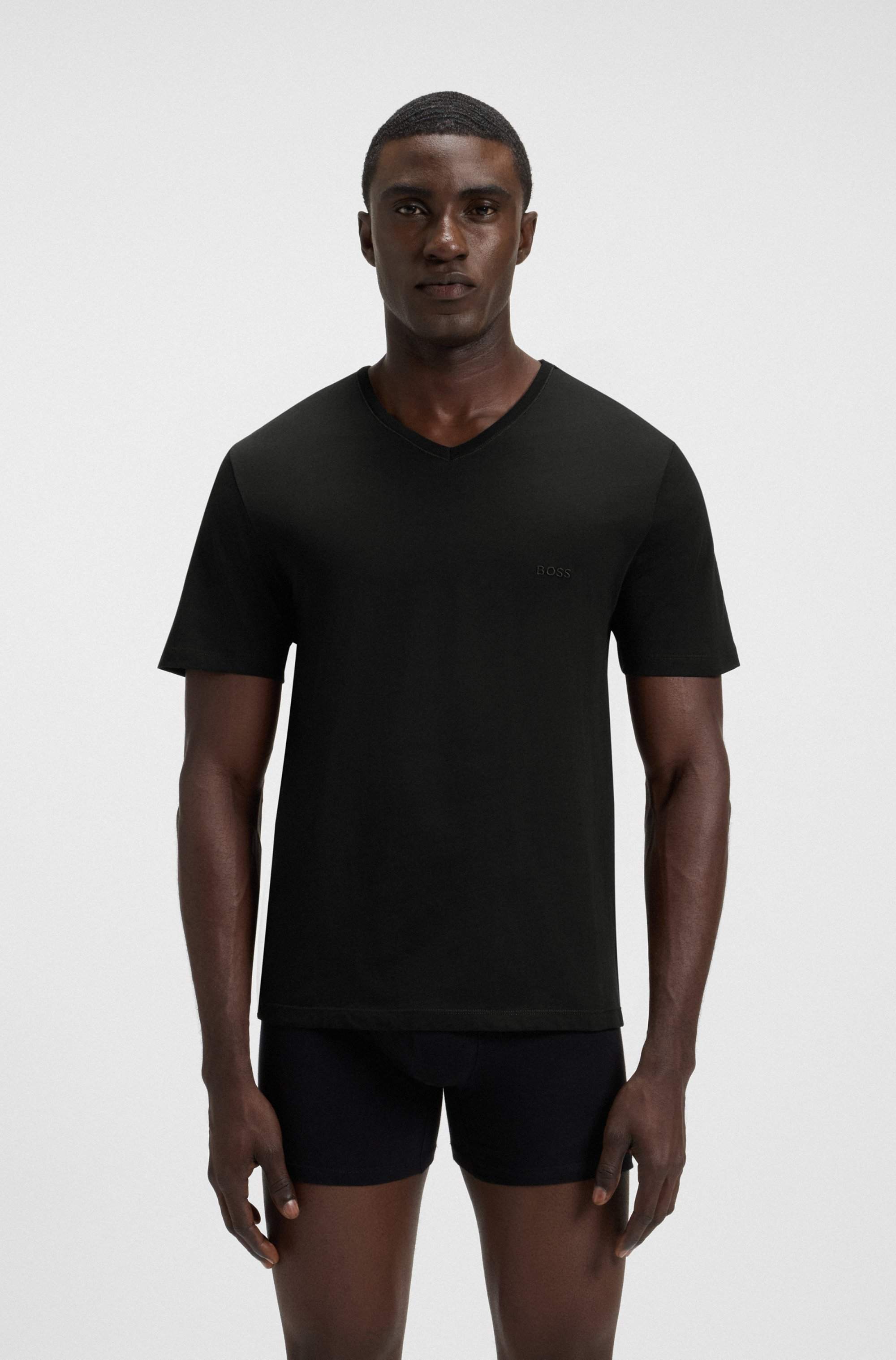 Three-pack of V-neck underwear T-shirts in cotton