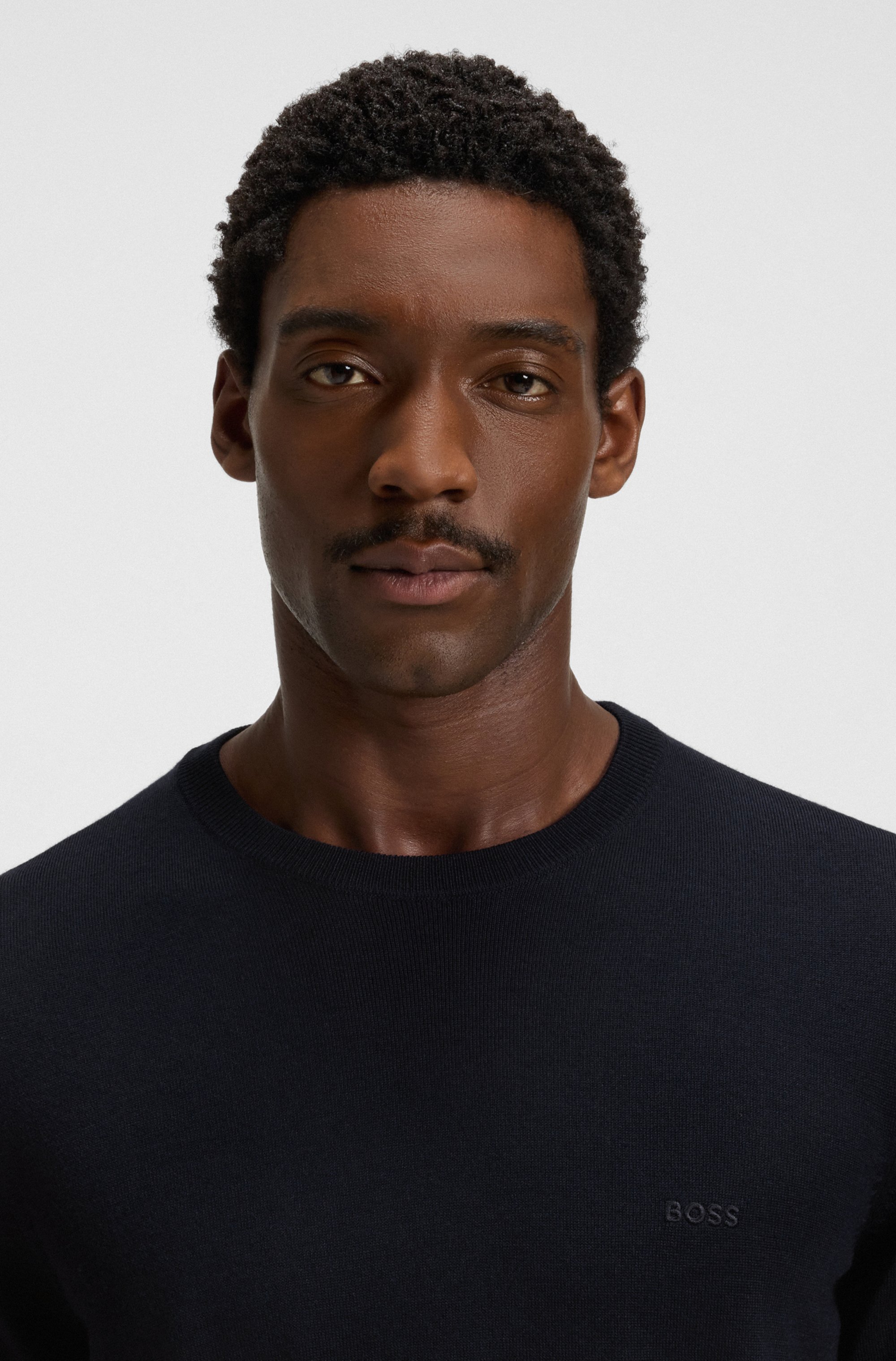 Regular-fit sweater in virgin wool with embroidered logo