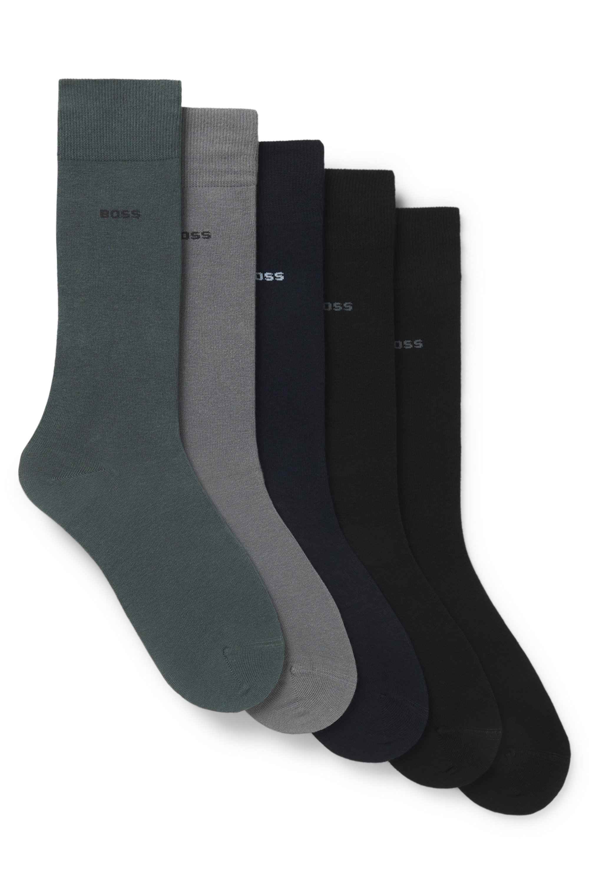 Five-pack of regular-length socks in a cotton blend