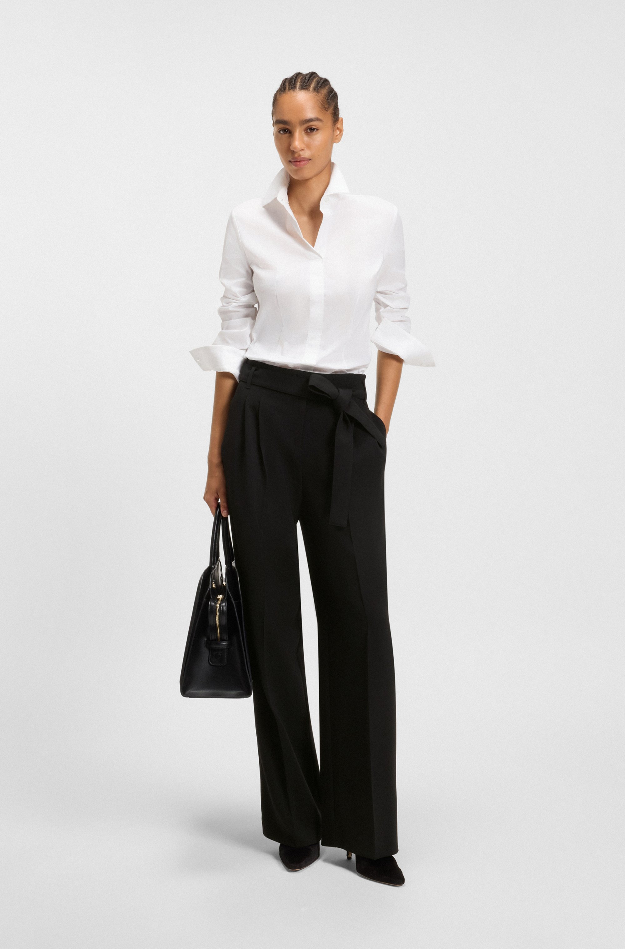 Relaxed-fit trousers in Japanese crepe