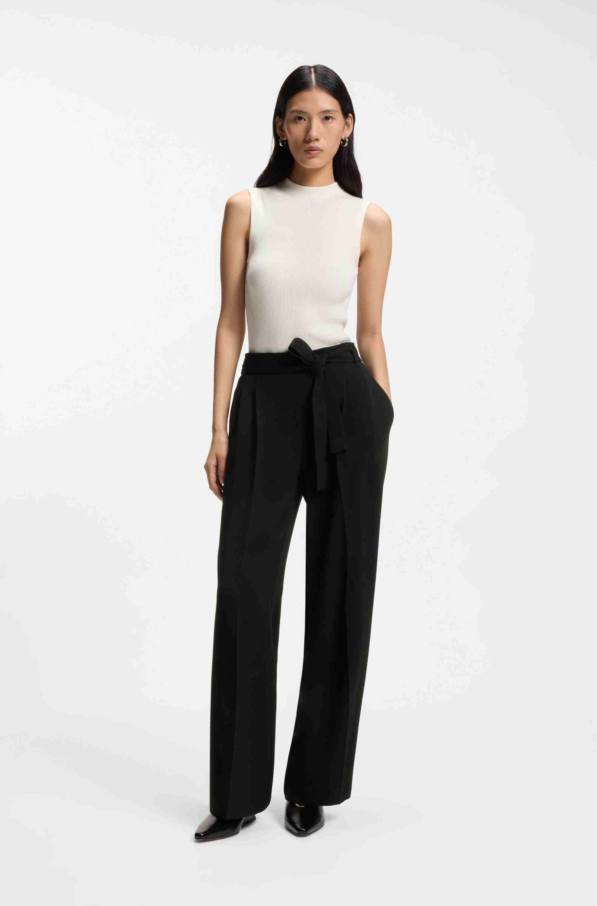 Relaxed-fit trousers in Japanese crepe
