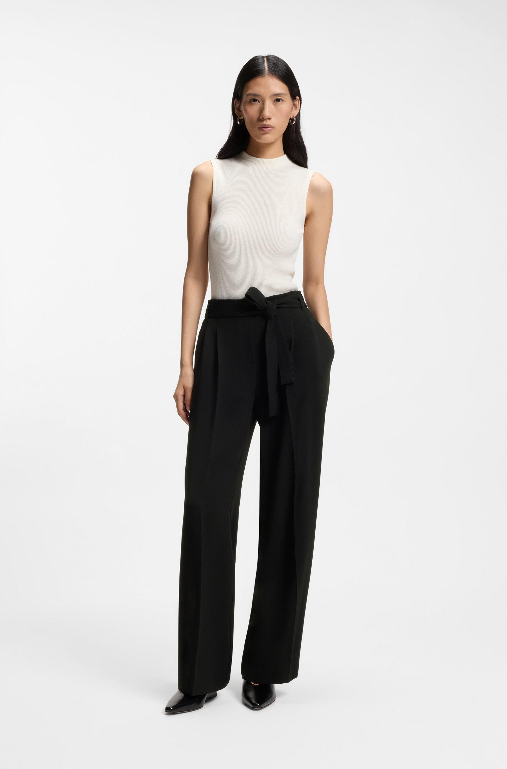 Relaxed-fit trousers in Japanese crepe