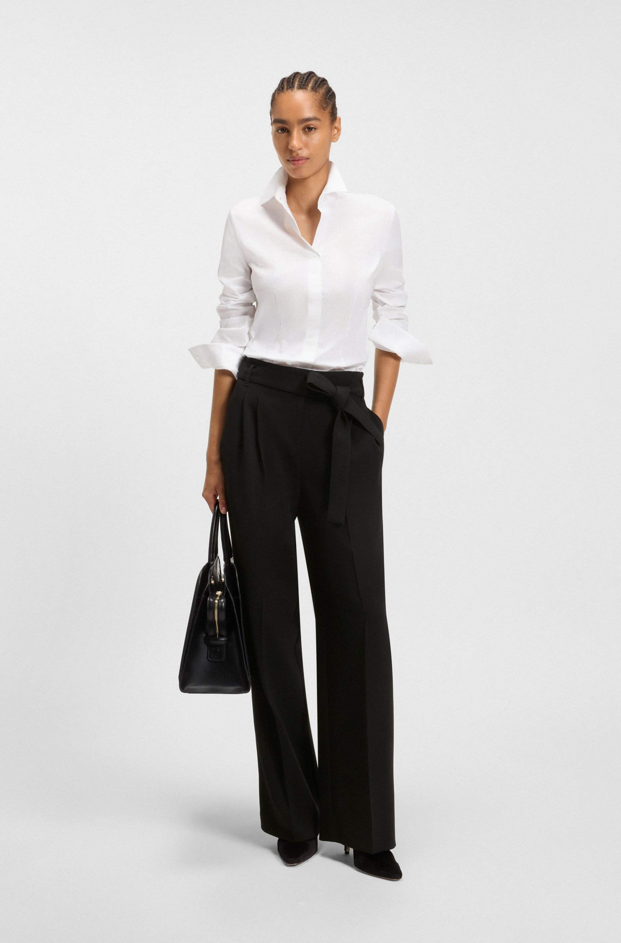 Relaxed-fit trousers in crease-resistant Japanese crepe