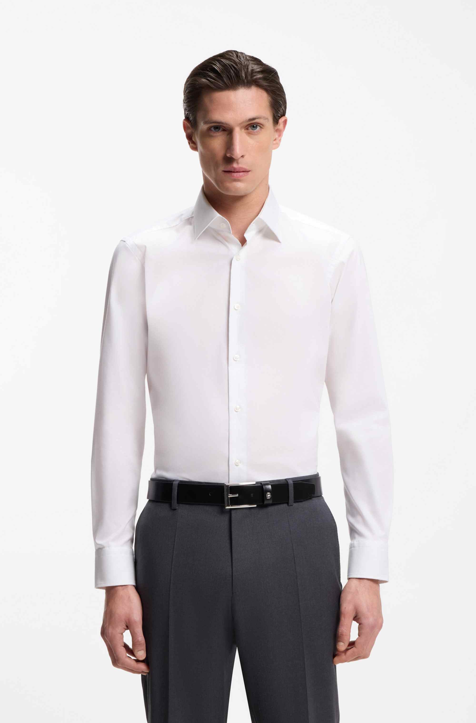 Regular-fit shirt in easy-iron cotton poplin