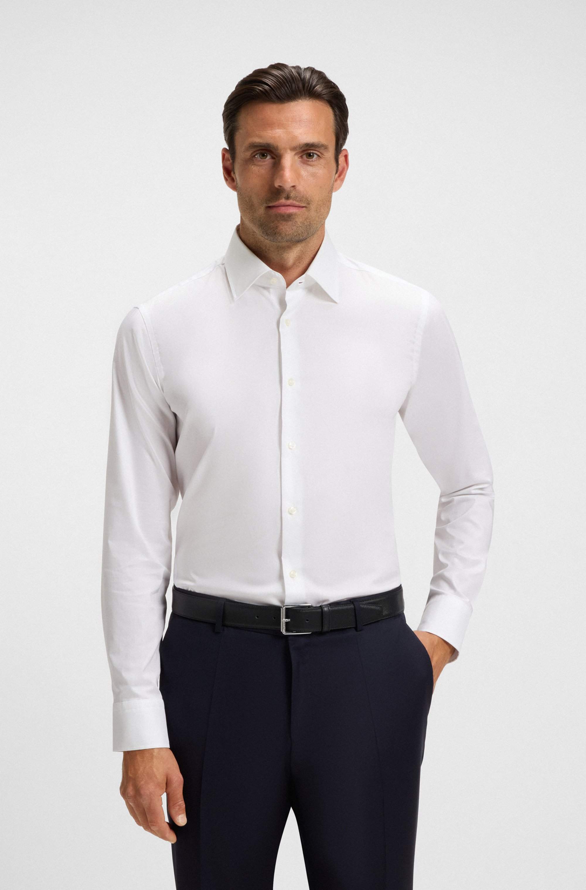 Regular-fit shirt in easy-iron cotton poplin