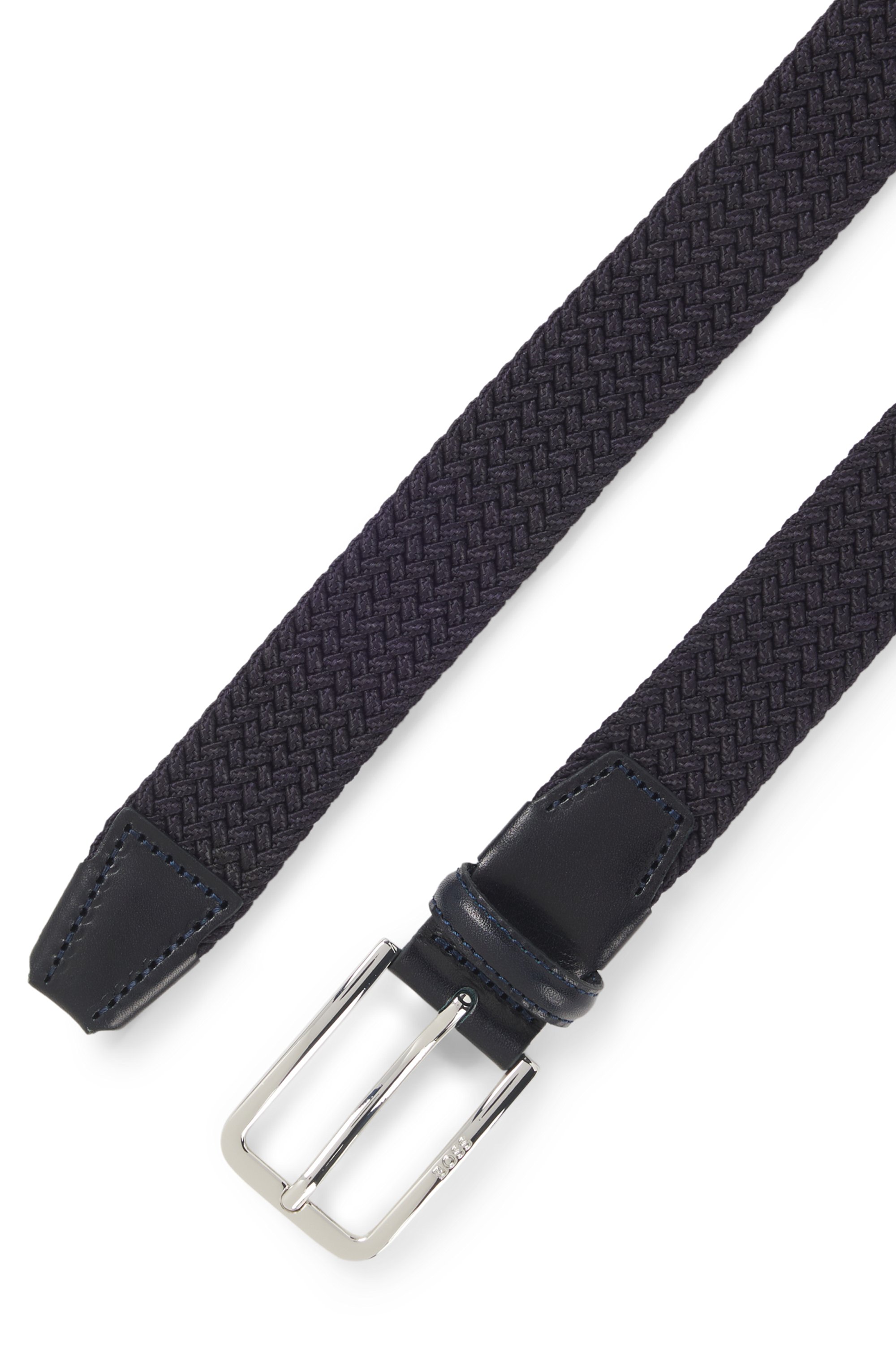 Woven belt with leather facings