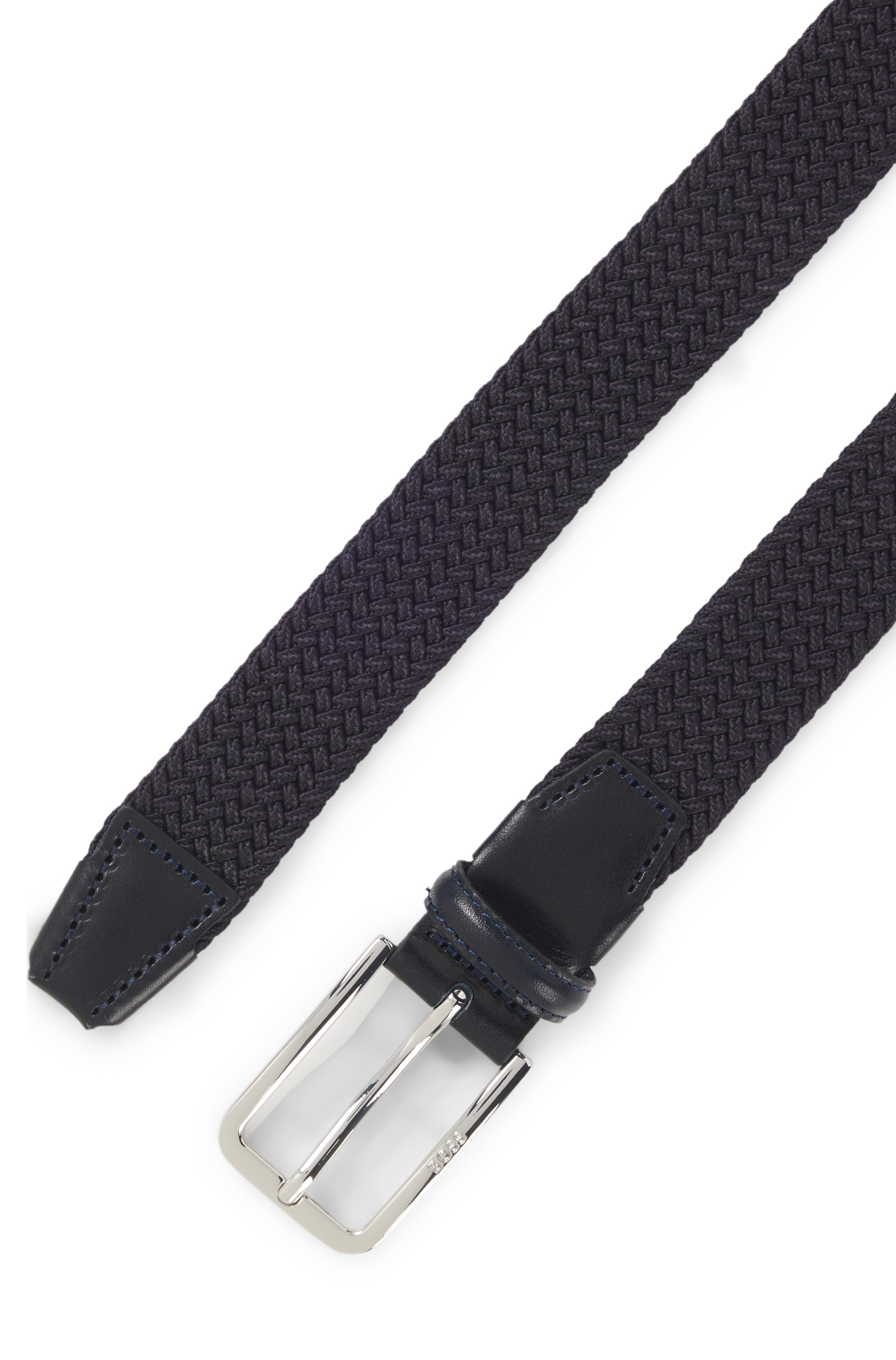 Woven belt with leather facings