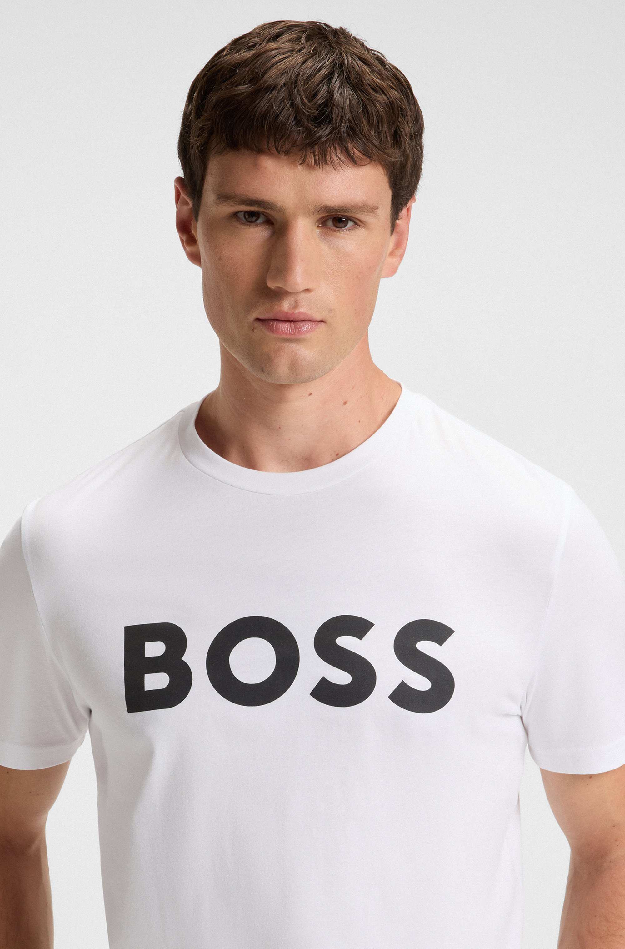 Cotton-jersey T-shirt with rubber-print logo