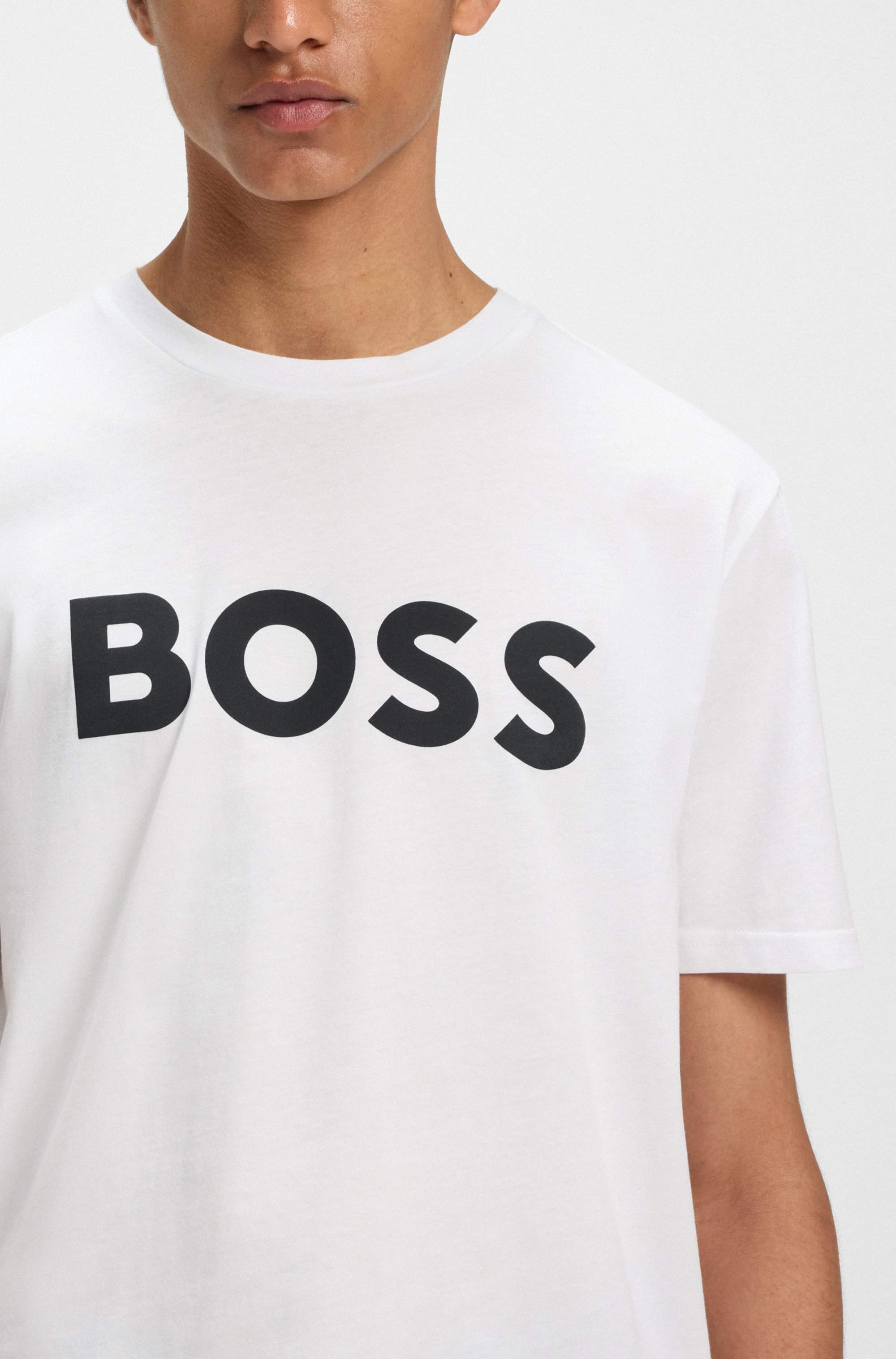 Cotton-jersey T-shirt with rubber-print logo