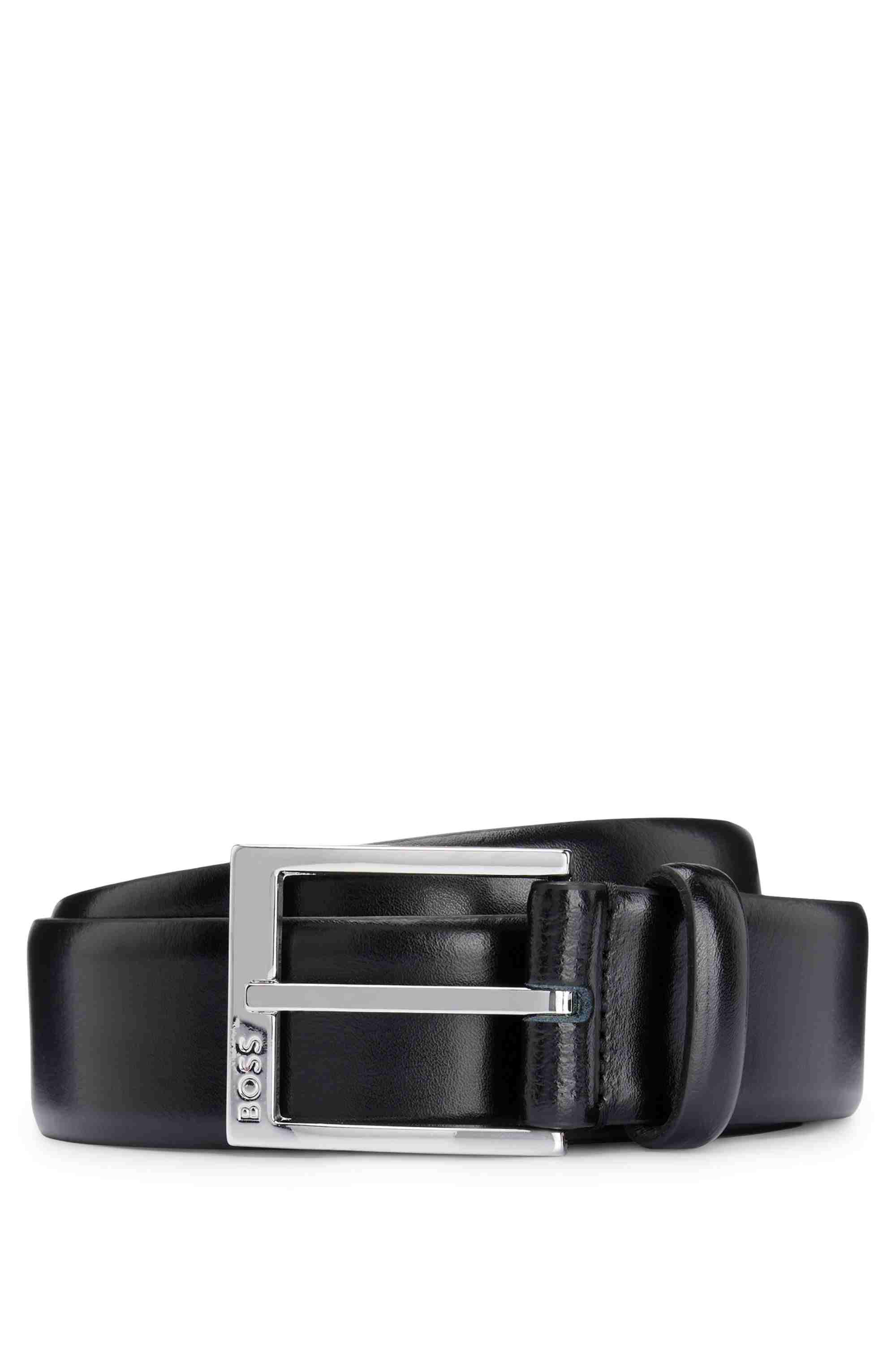 Italian-made belt with branded buckle