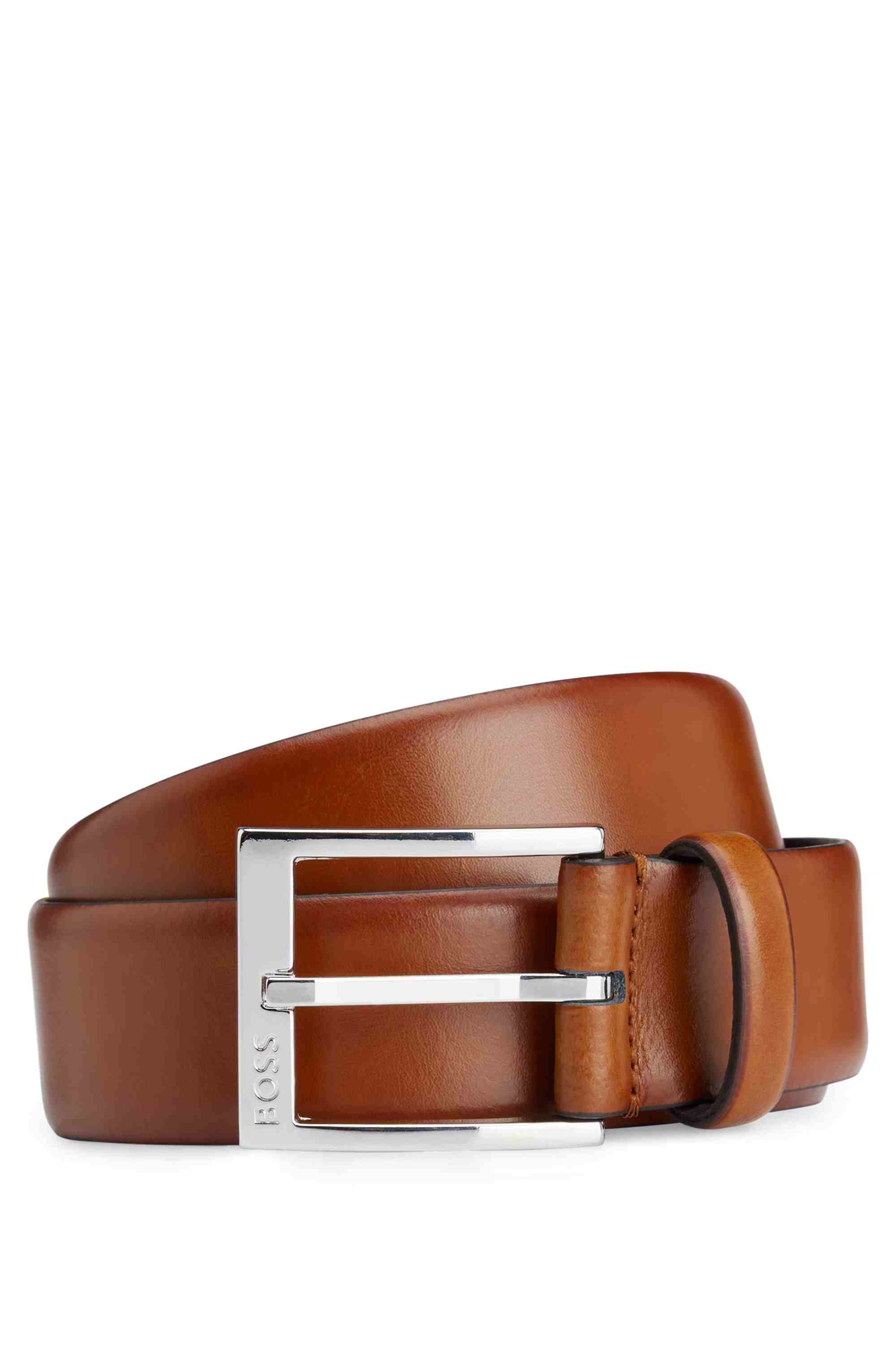 Italian-made belt with branded buckle