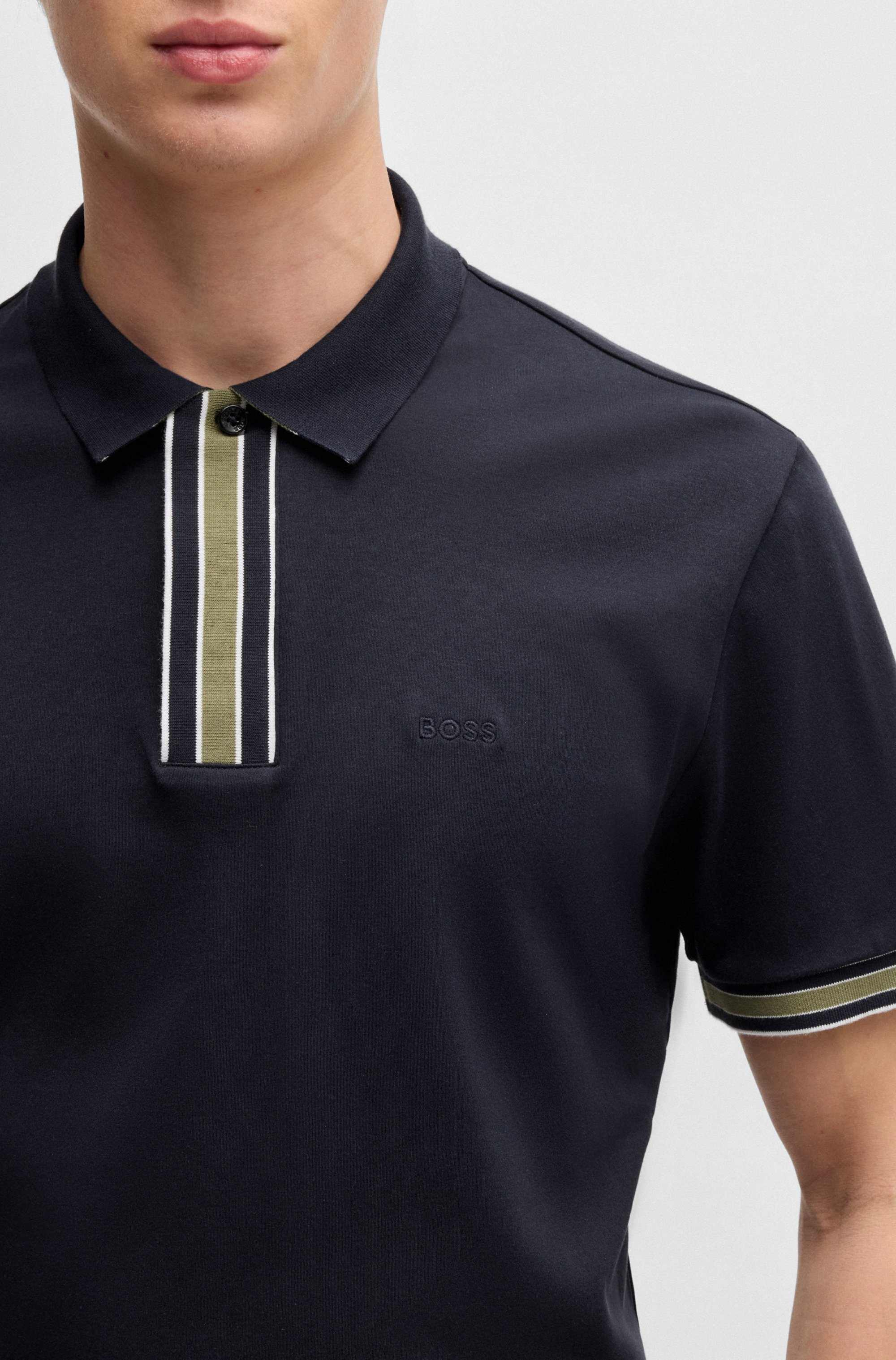 Interlock-cotton polo shirt with contrast tipping
