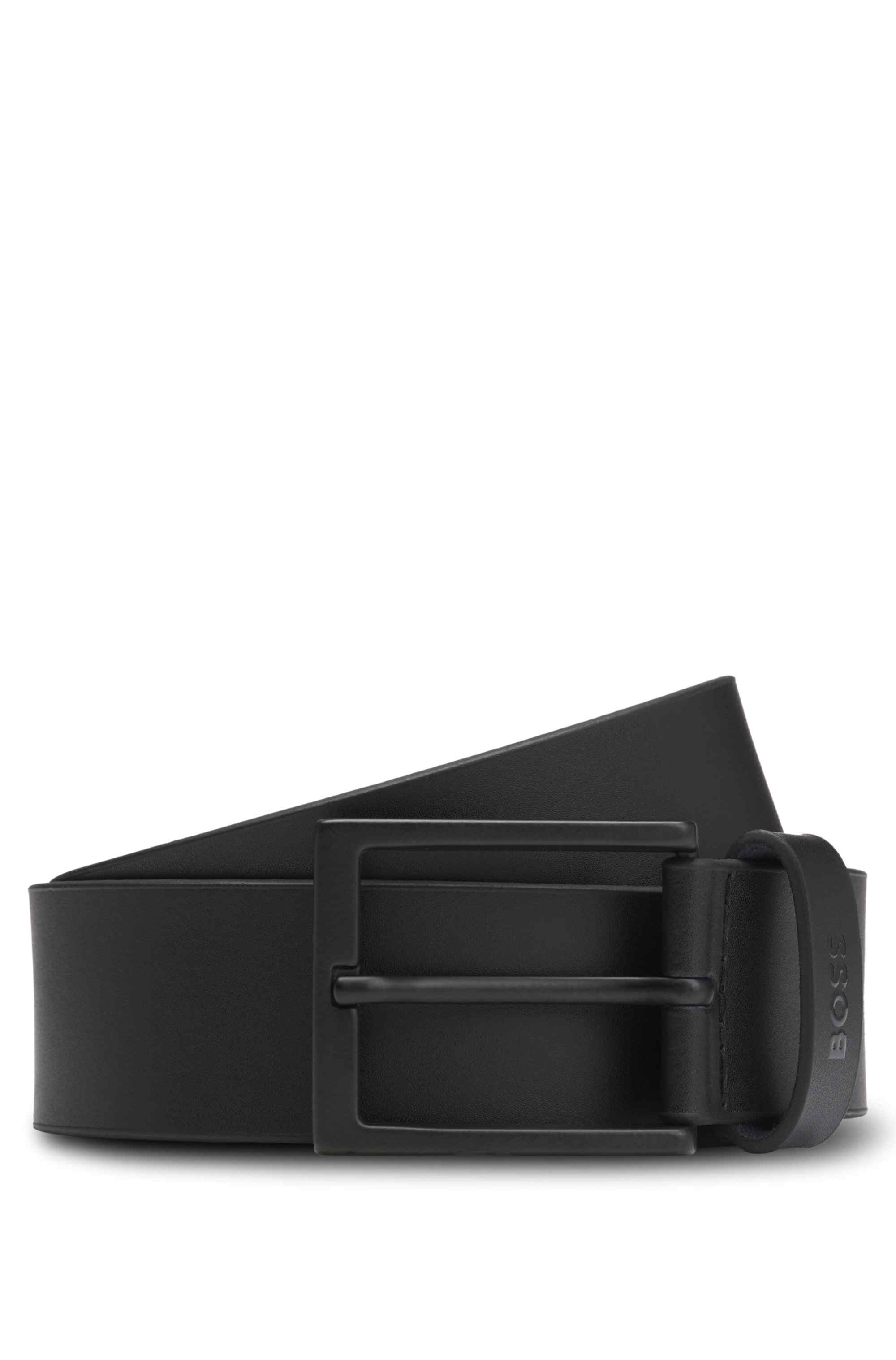 Italian-leather belt with black buckle