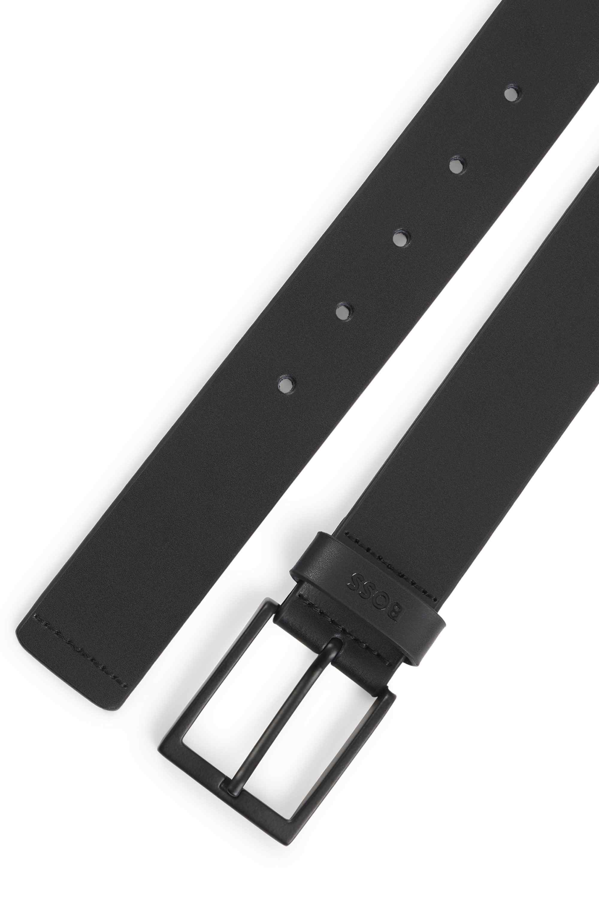 Italian-leather belt with black buckle
