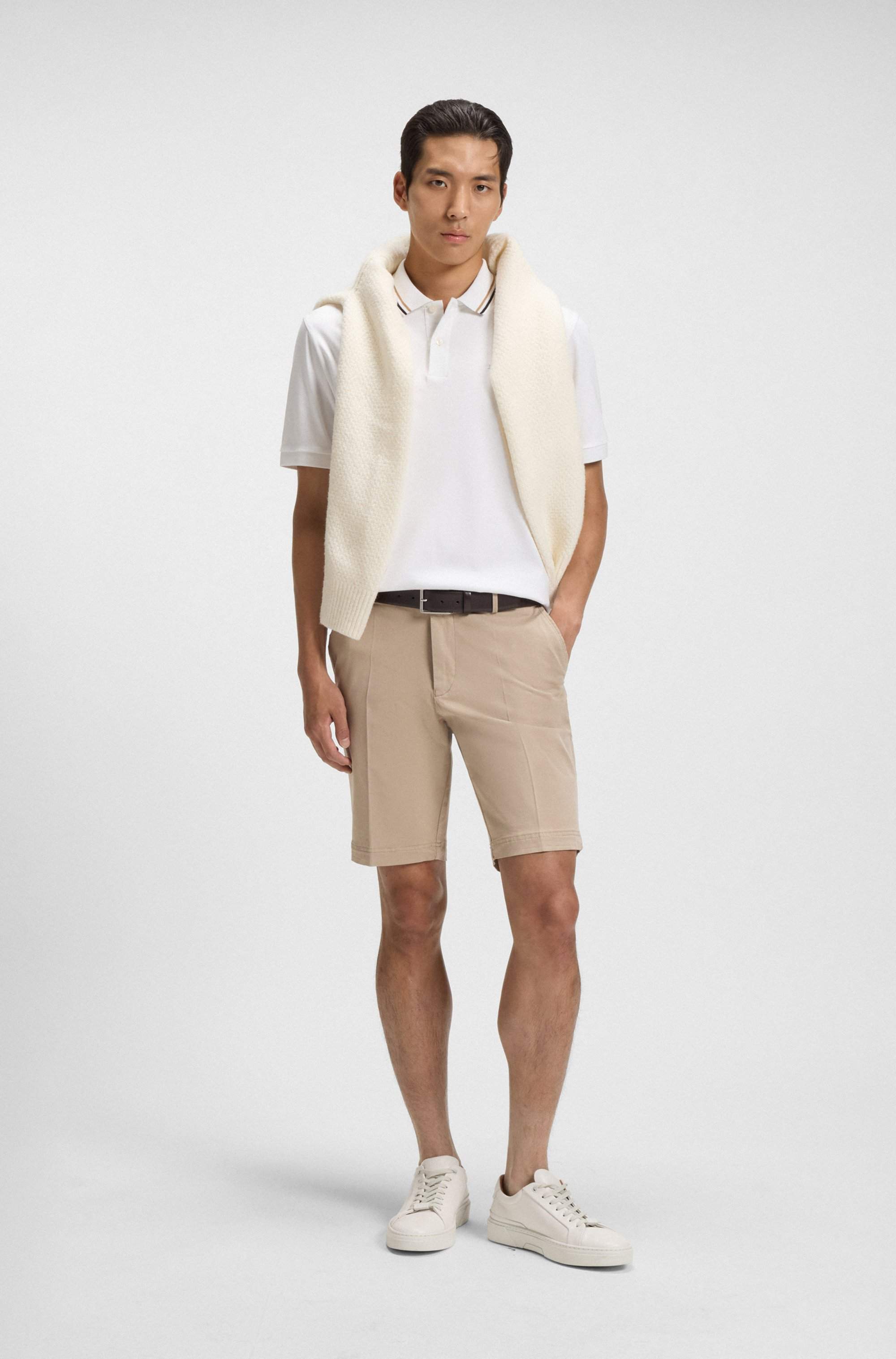 Slim-fit shorts in stretch-cotton gabardine