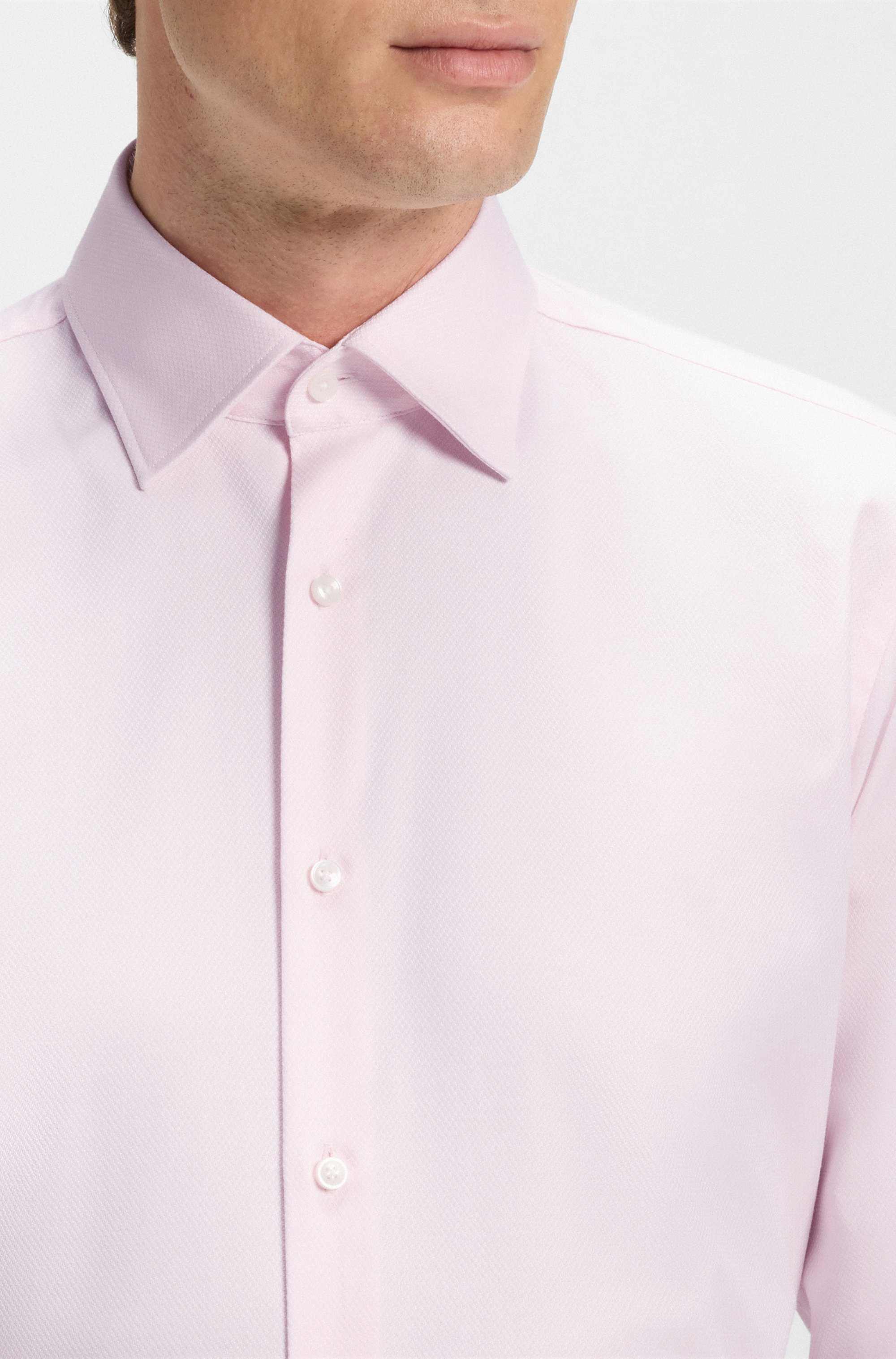 Regular-fit shirt in easy-iron structured stretch cotton