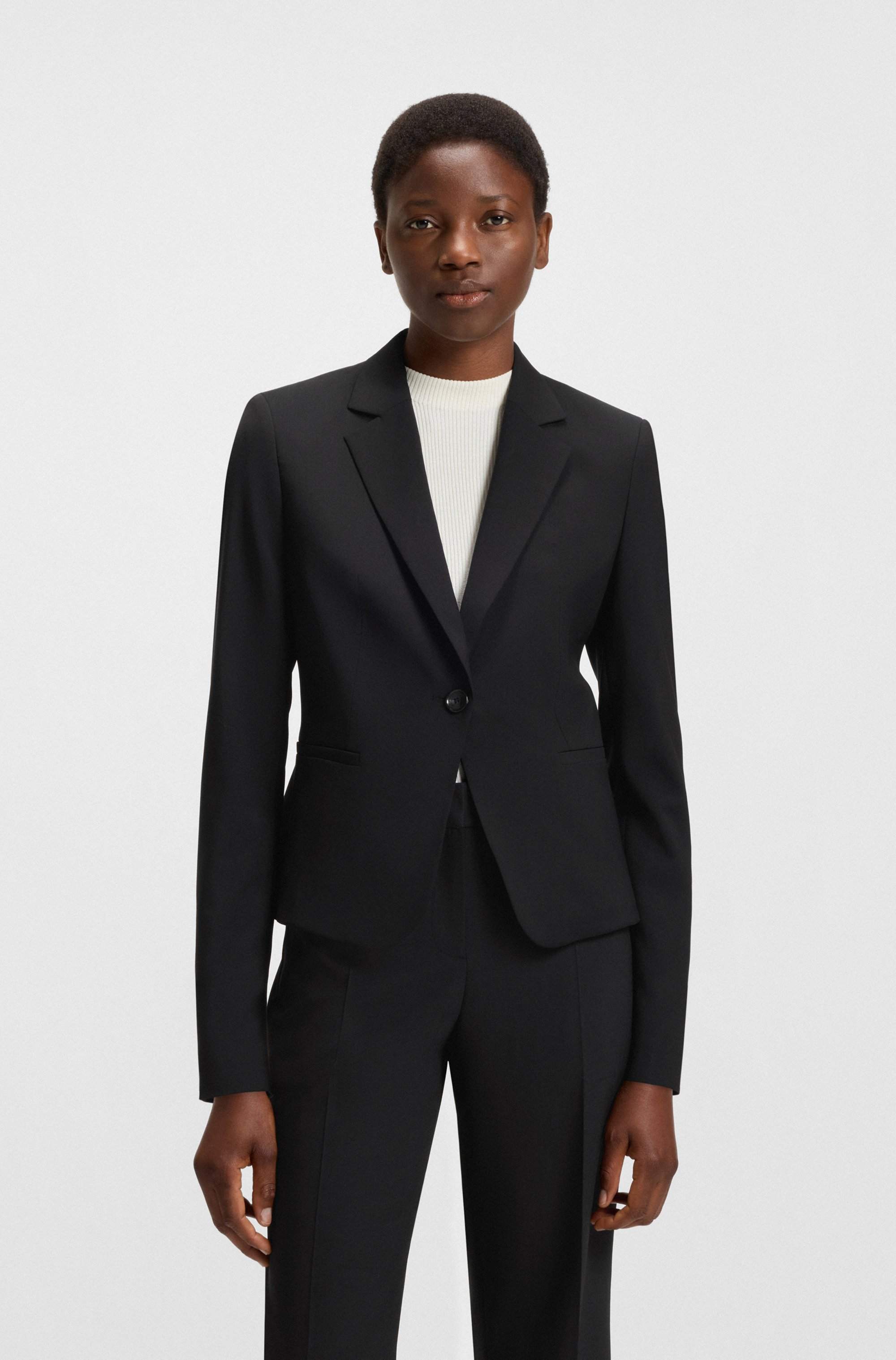 Regular-fit blazer in Italian-made virgin wool