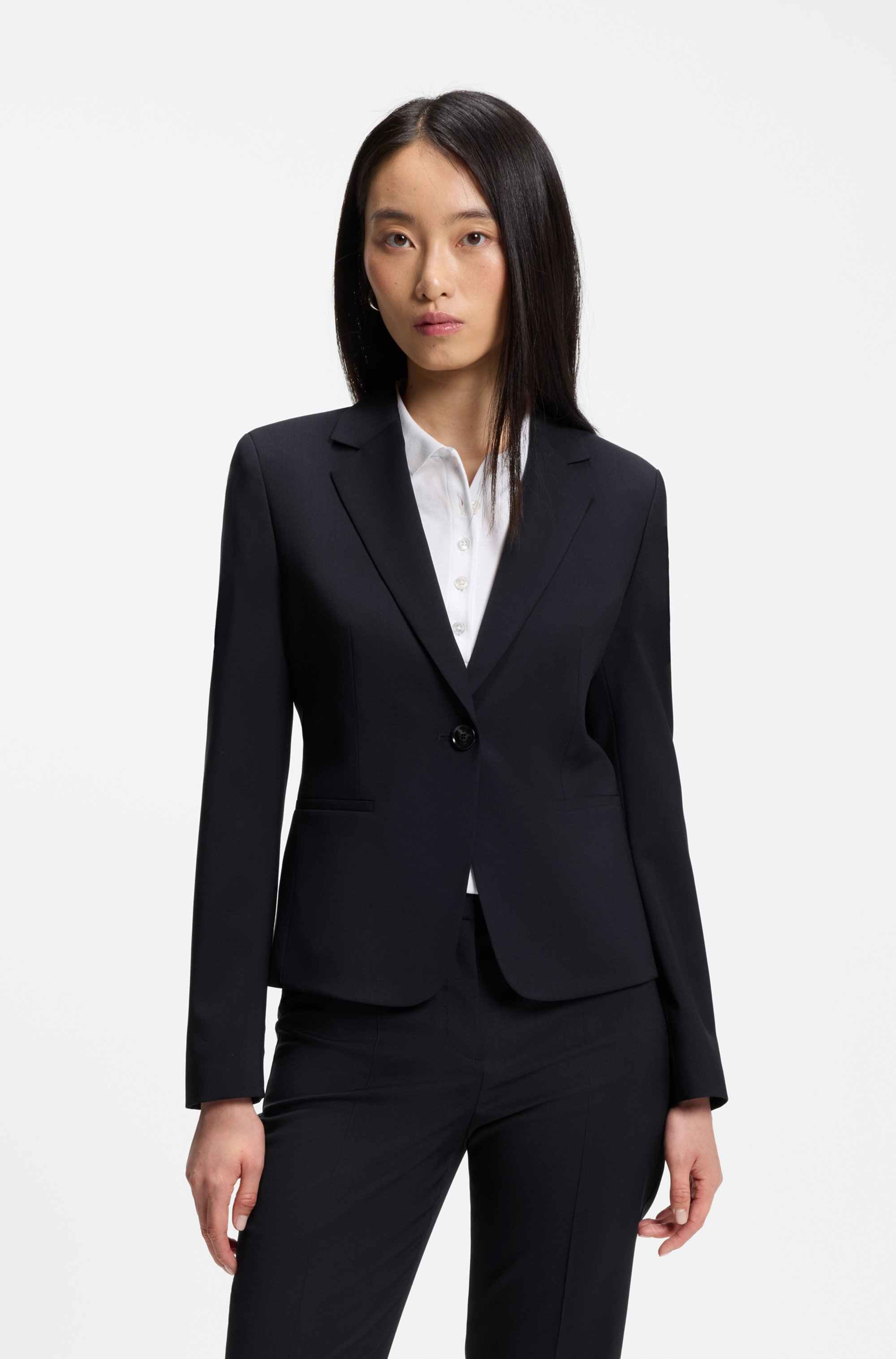 Regular-fit blazer in Italian-made virgin wool
