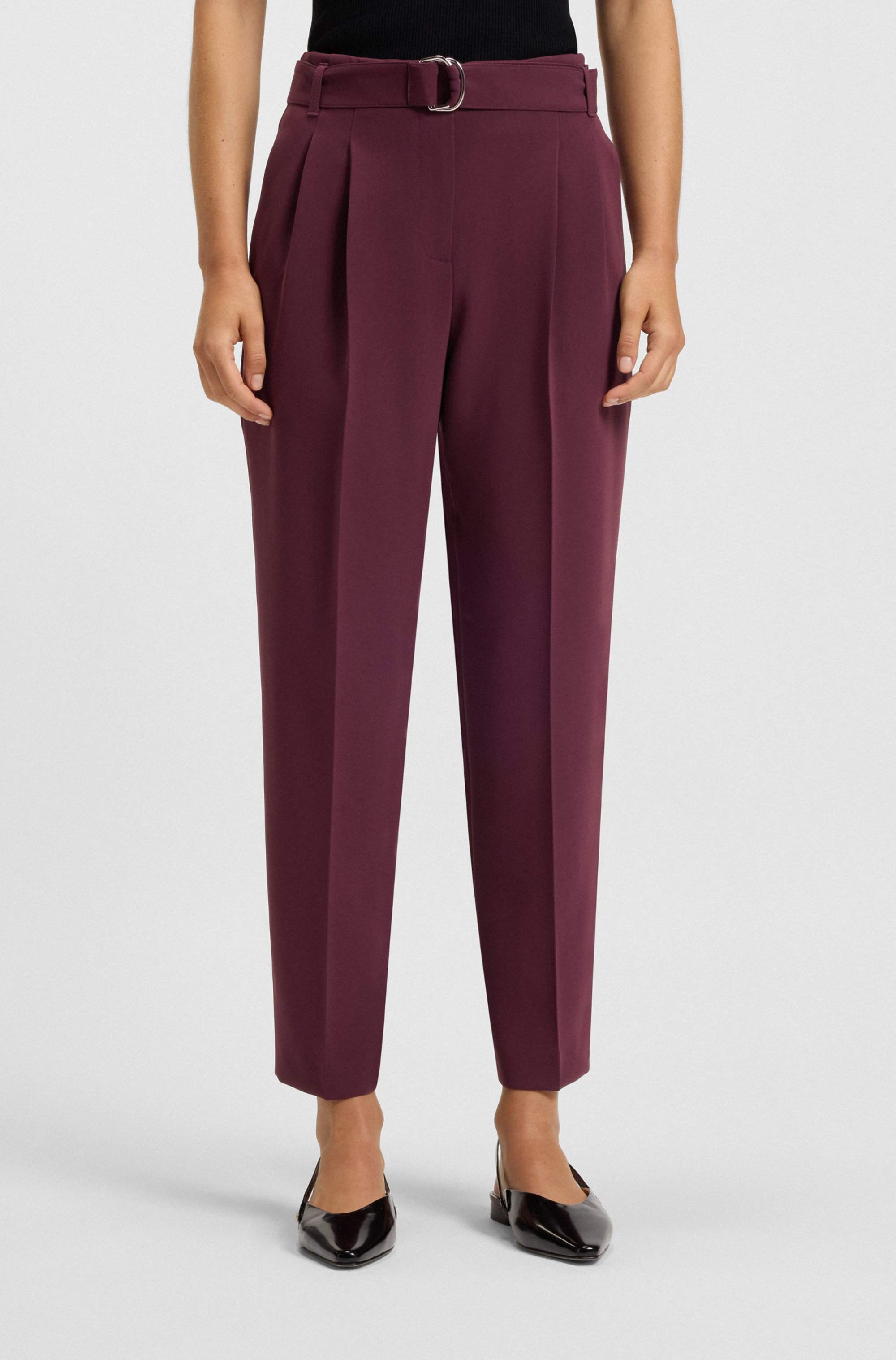 Regular-fit cropped trousers in crease-resistant crepe