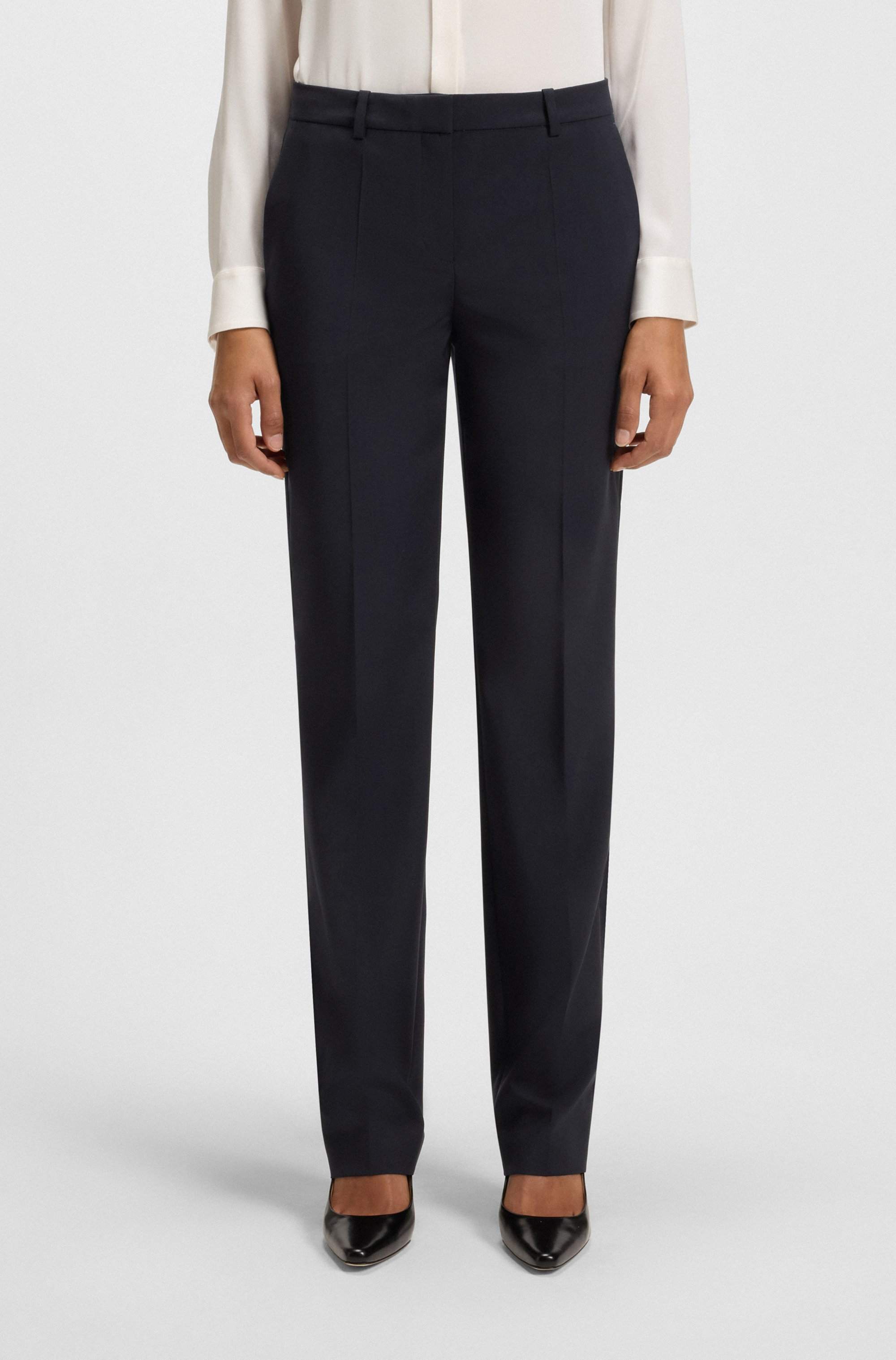 Straight-leg trousers in virgin wool