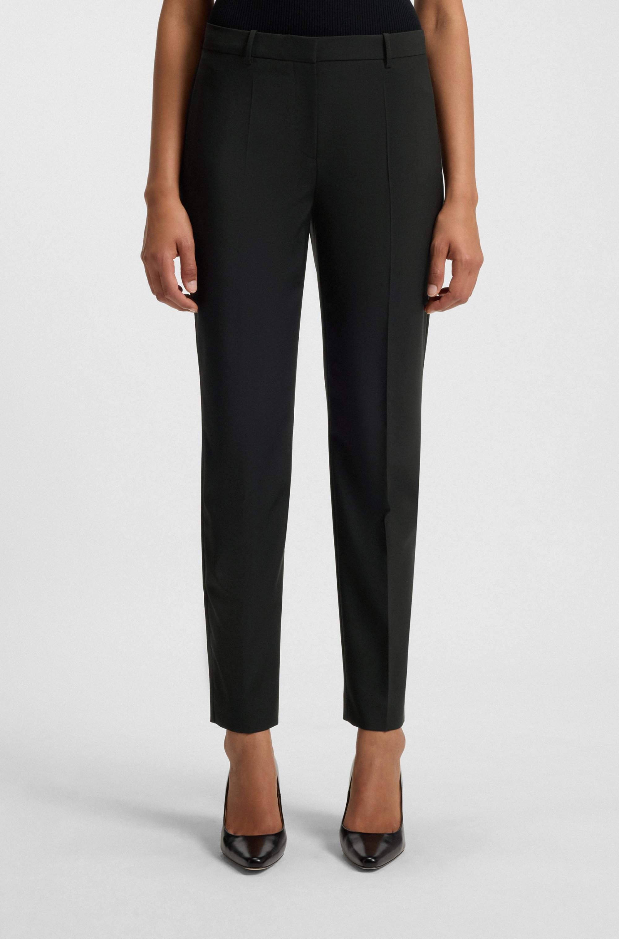 Regular-fit tapered-leg trousers in Italian virgin wool