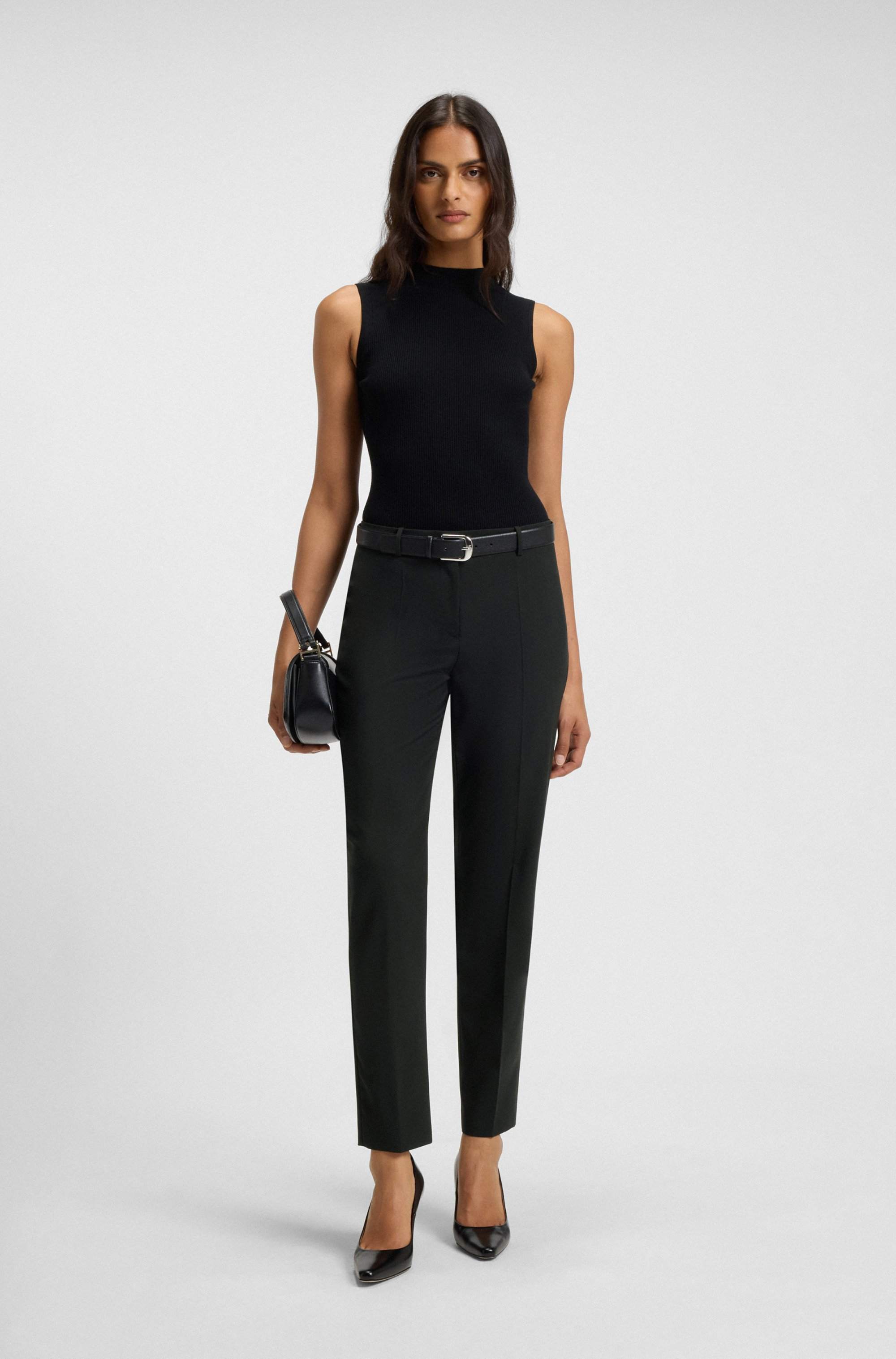 Regular-fit tapered-leg trousers in Italian virgin wool