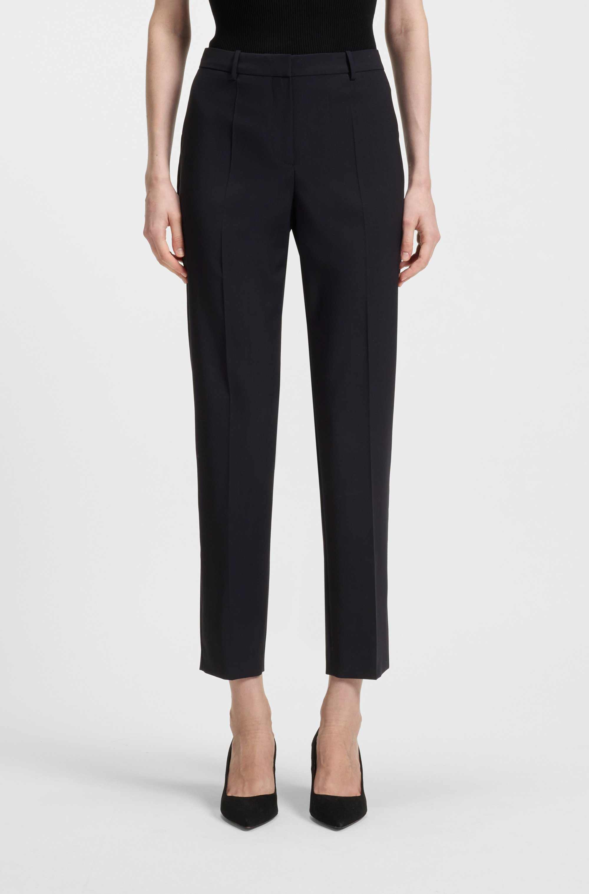 Regular-fit tapered-leg trousers in Italian virgin wool