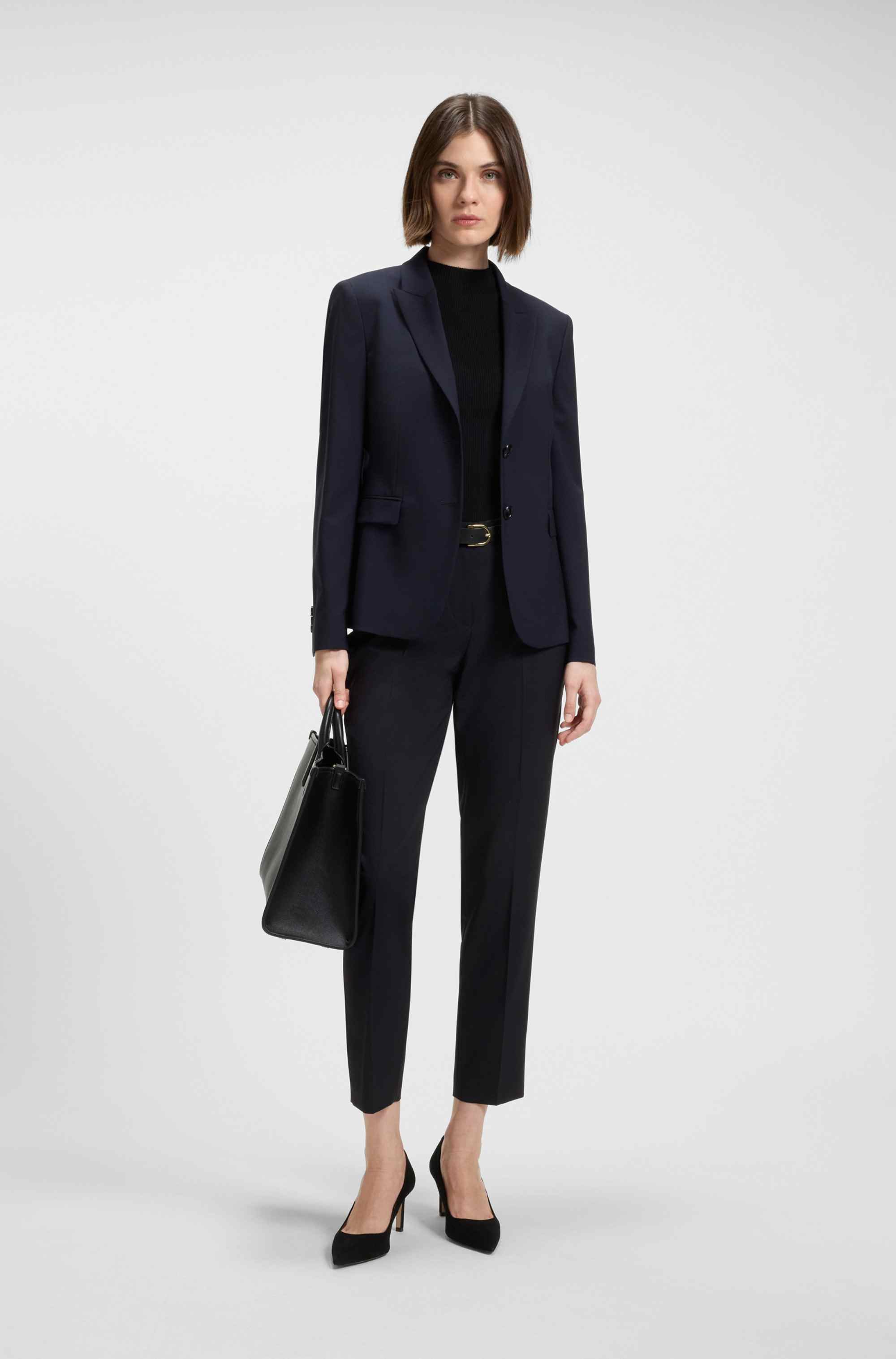 Regular-fit tapered-leg trousers in Italian virgin wool