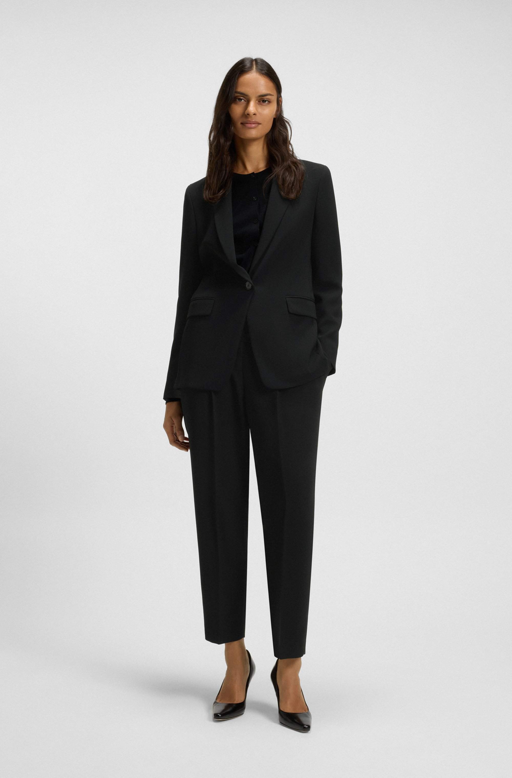 Regular-fit jacket in crease-resistant crepe