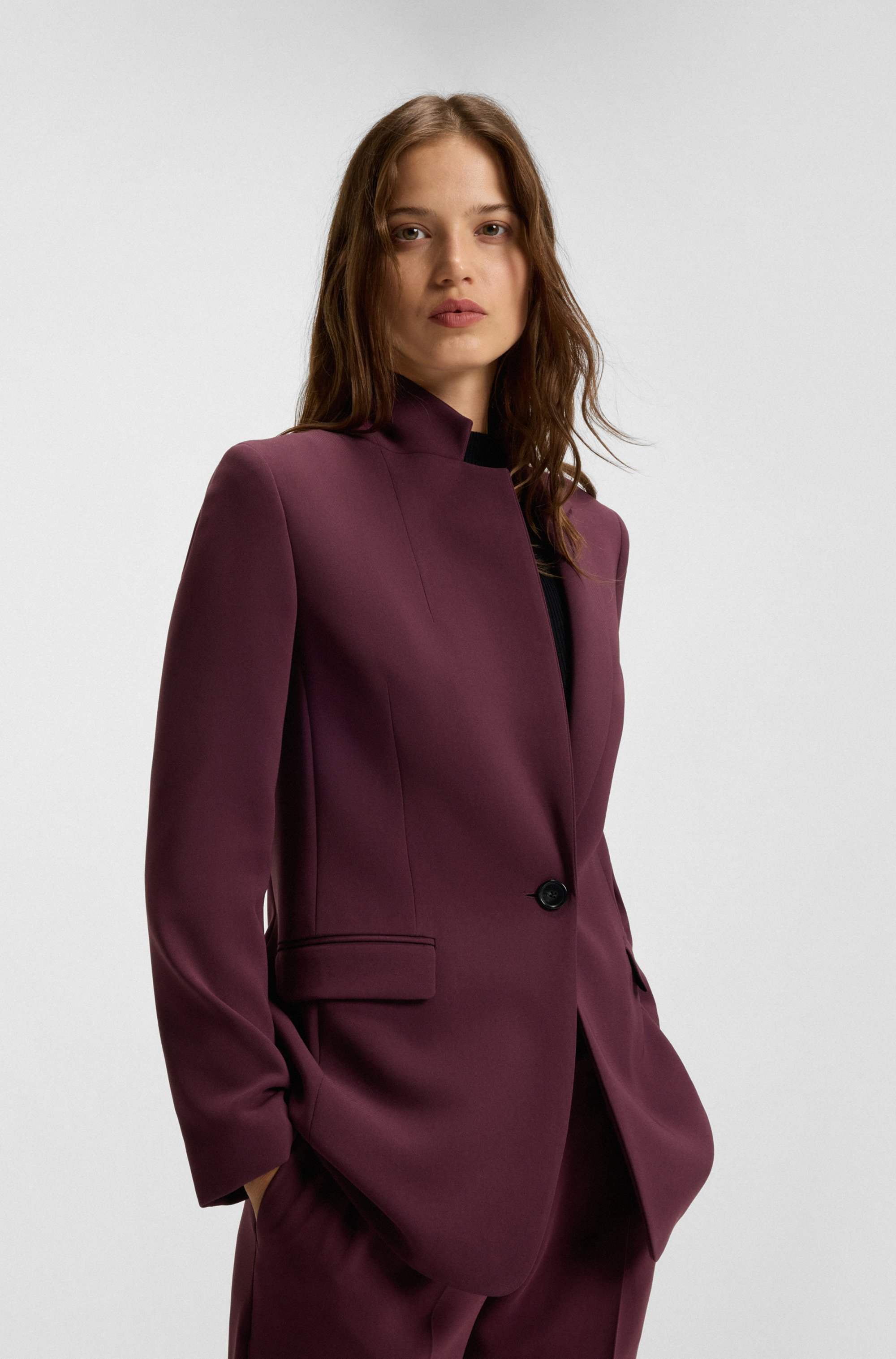 Regular-fit jacket in crease-resistant crepe