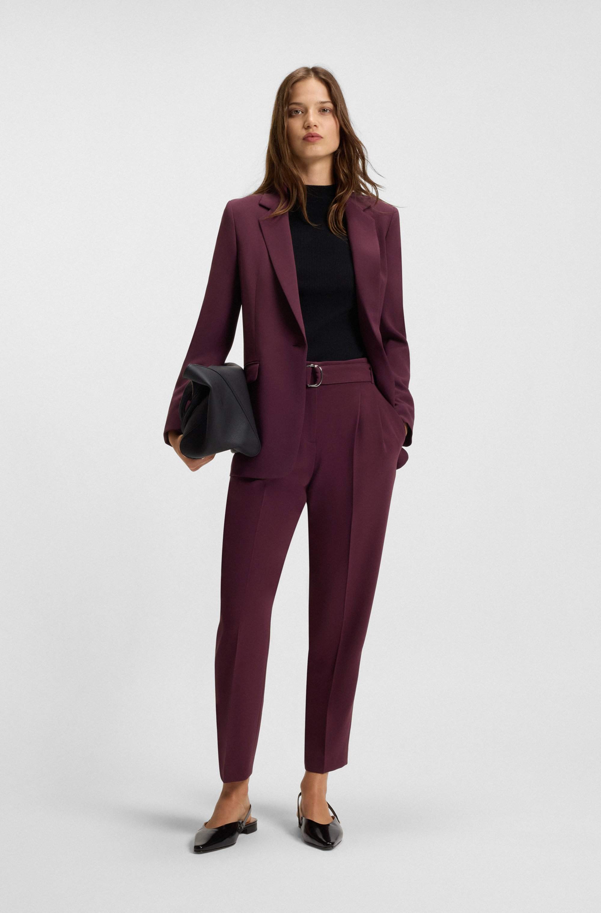 Regular-fit jacket in crease-resistant crepe