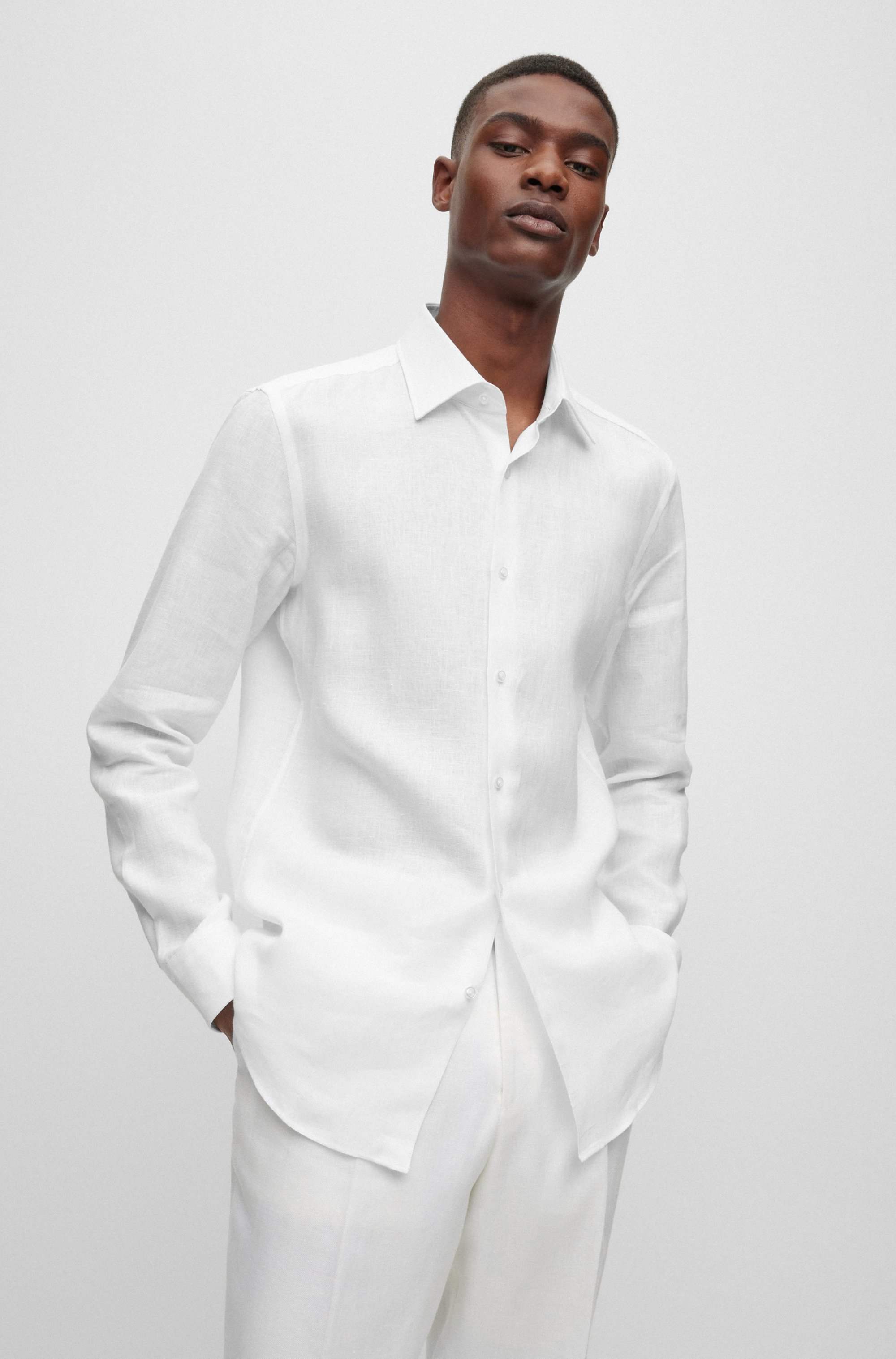 Slim-fit shirt in Italian-made linen