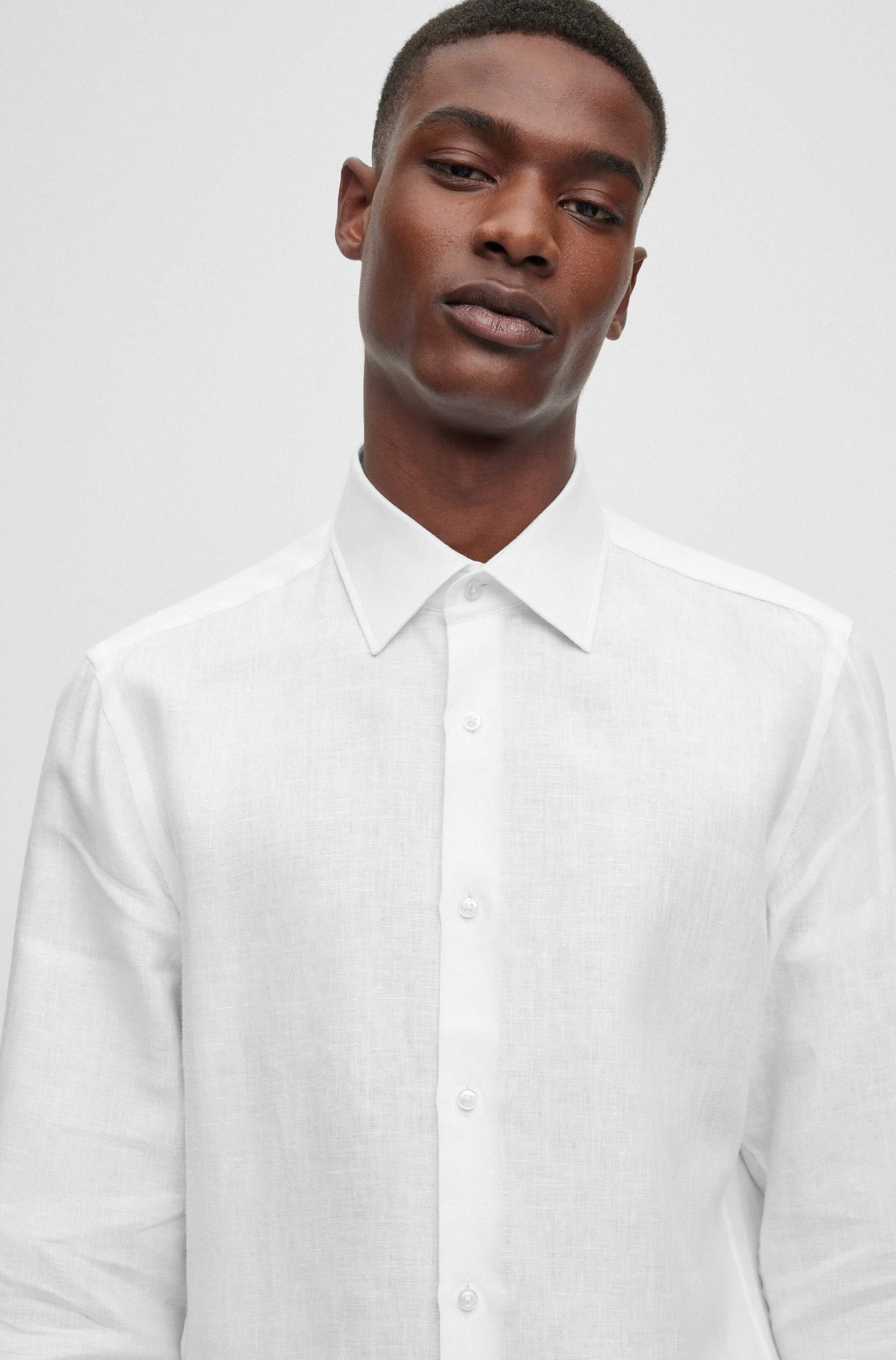 Slim-fit shirt in Italian-made linen