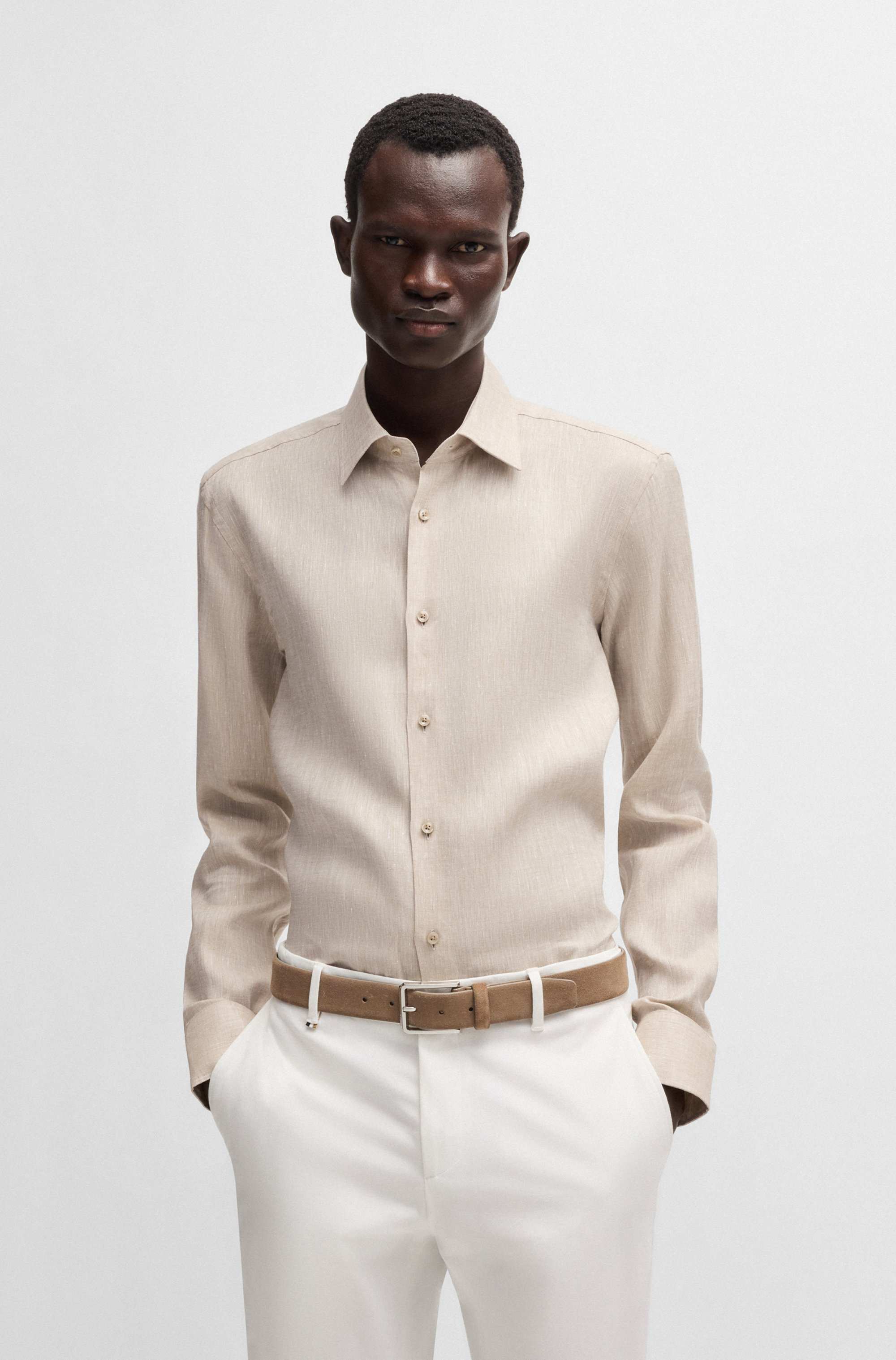 Slim-fit shirt in Italian-made linen